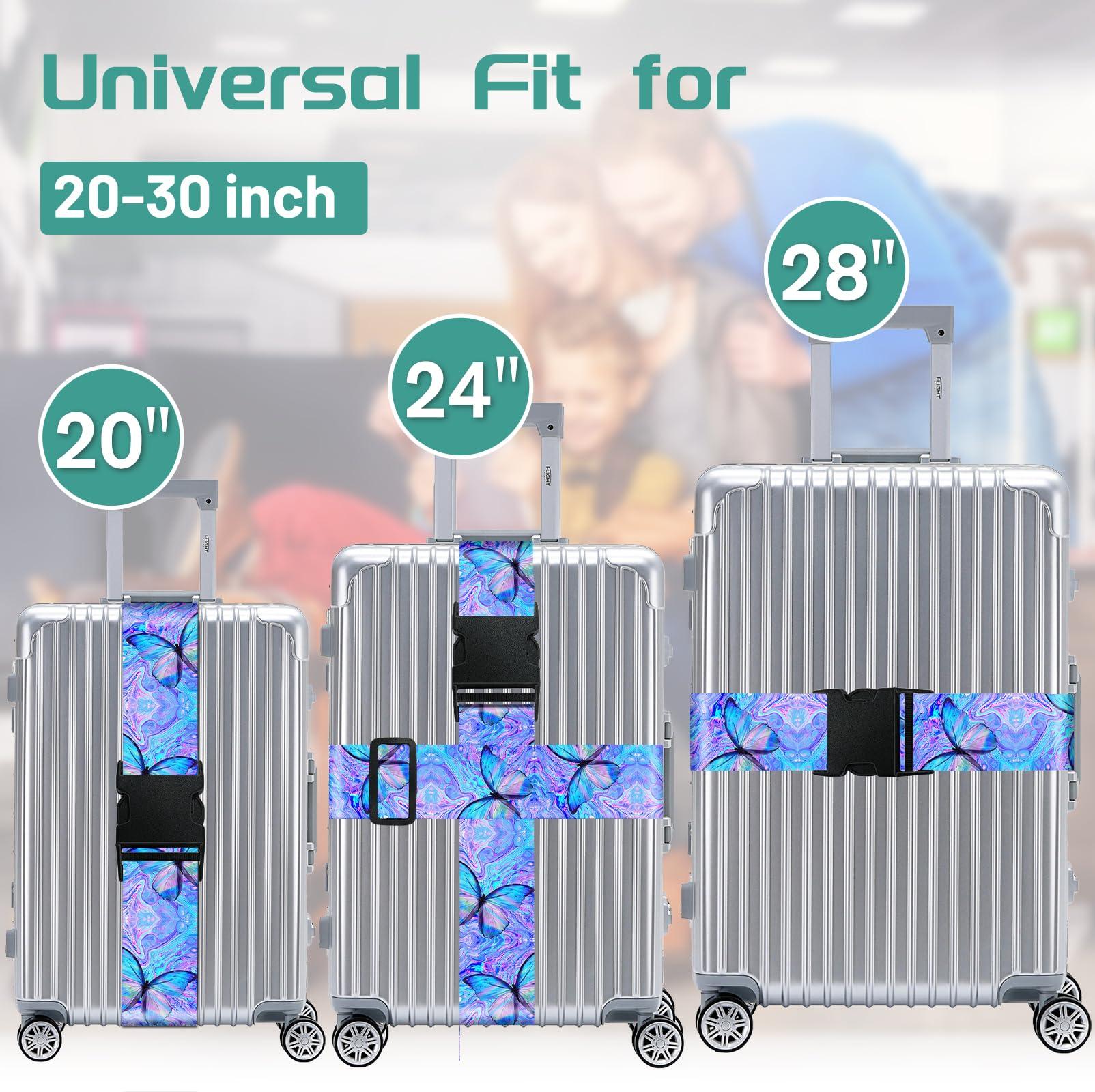 Slohif Luggage Straps for Suitcases Travel Belt Accessories Luggage Connector Identifiers 2 Pack Over Handle with Buckle Unique Nylon Adjustable Strap for Sleeping Bag Car Seat Butterfly - Image 3