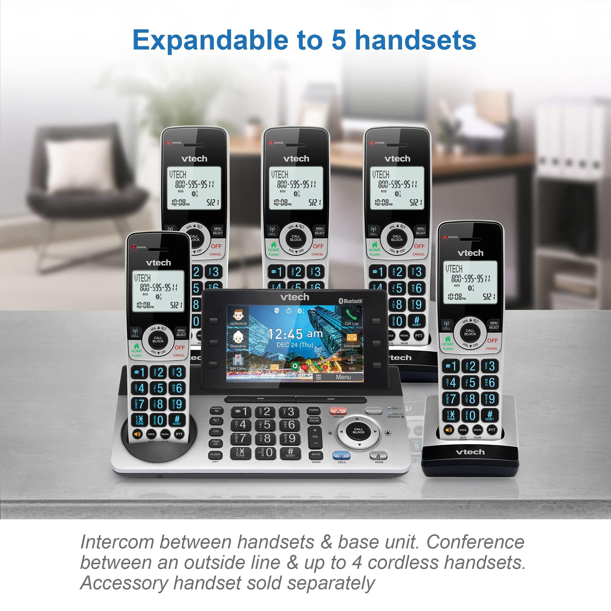VTech IS8251-3 Business Grade 3-Handset Expandable Cordless Phone for Home Office, 5" Color Display, Programmable Short Cut Keys, Smart Call Blocking, Answering System,Bluetooth Connect to Cell - Image 14