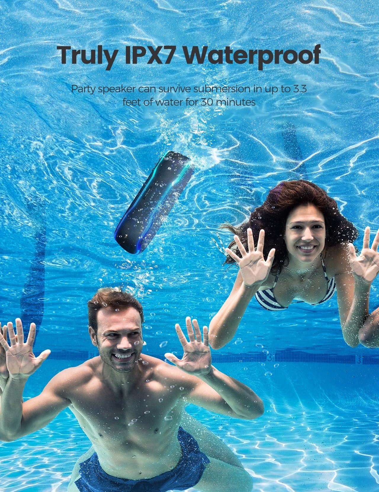 Portable Bluetooth Speaker, IPX7 Waterproof Wireless Speakers with Colorful Flashing Lights, 25W Super Bass 24H Playtime, 100ft Range, TWS Pairing for Outdoor, Home, Party, Beach, Birthday Gift - Image 3