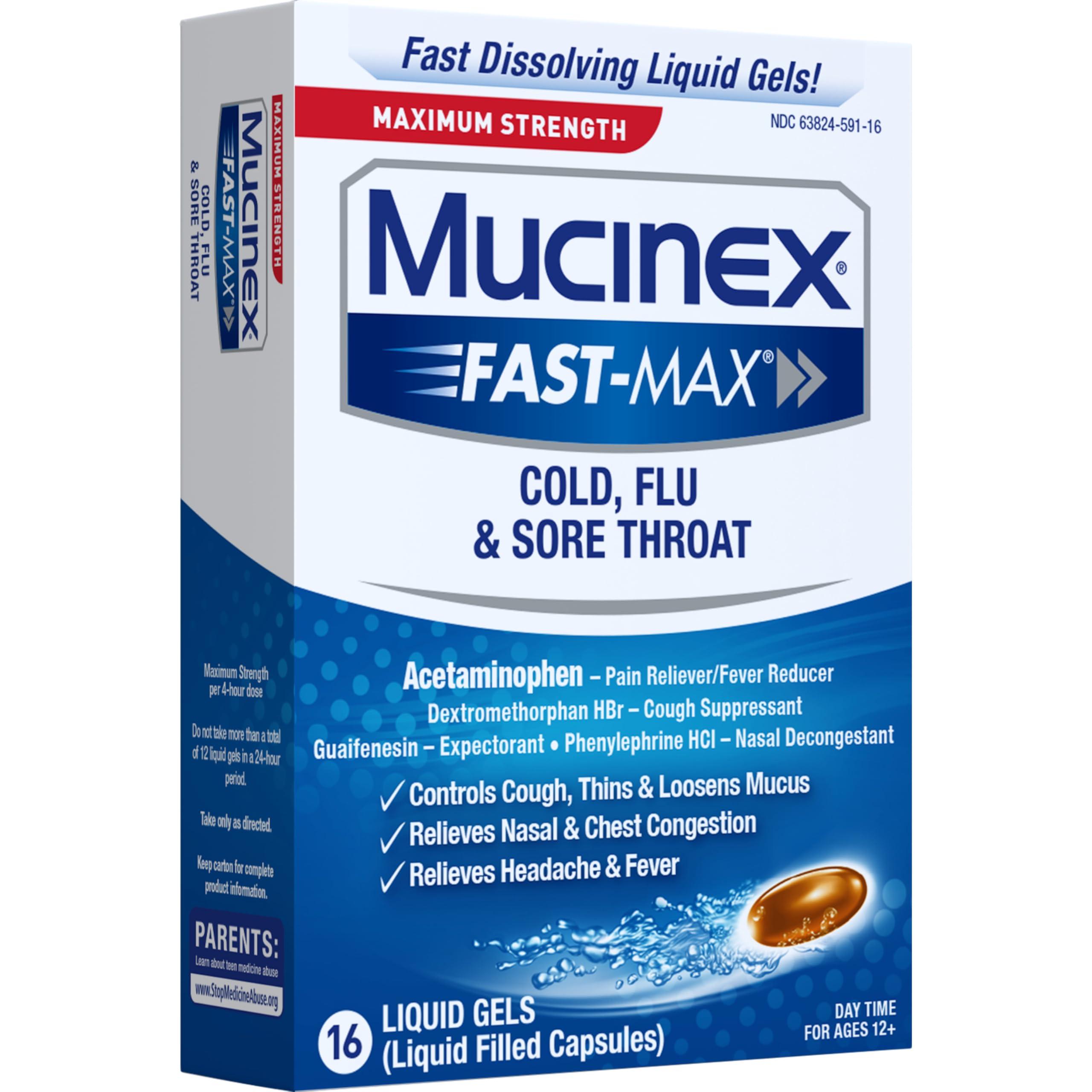 Mucinex Fast-Max Liquid Gels for Cold/Flu/Sore Throat, 16 Count - Image 17