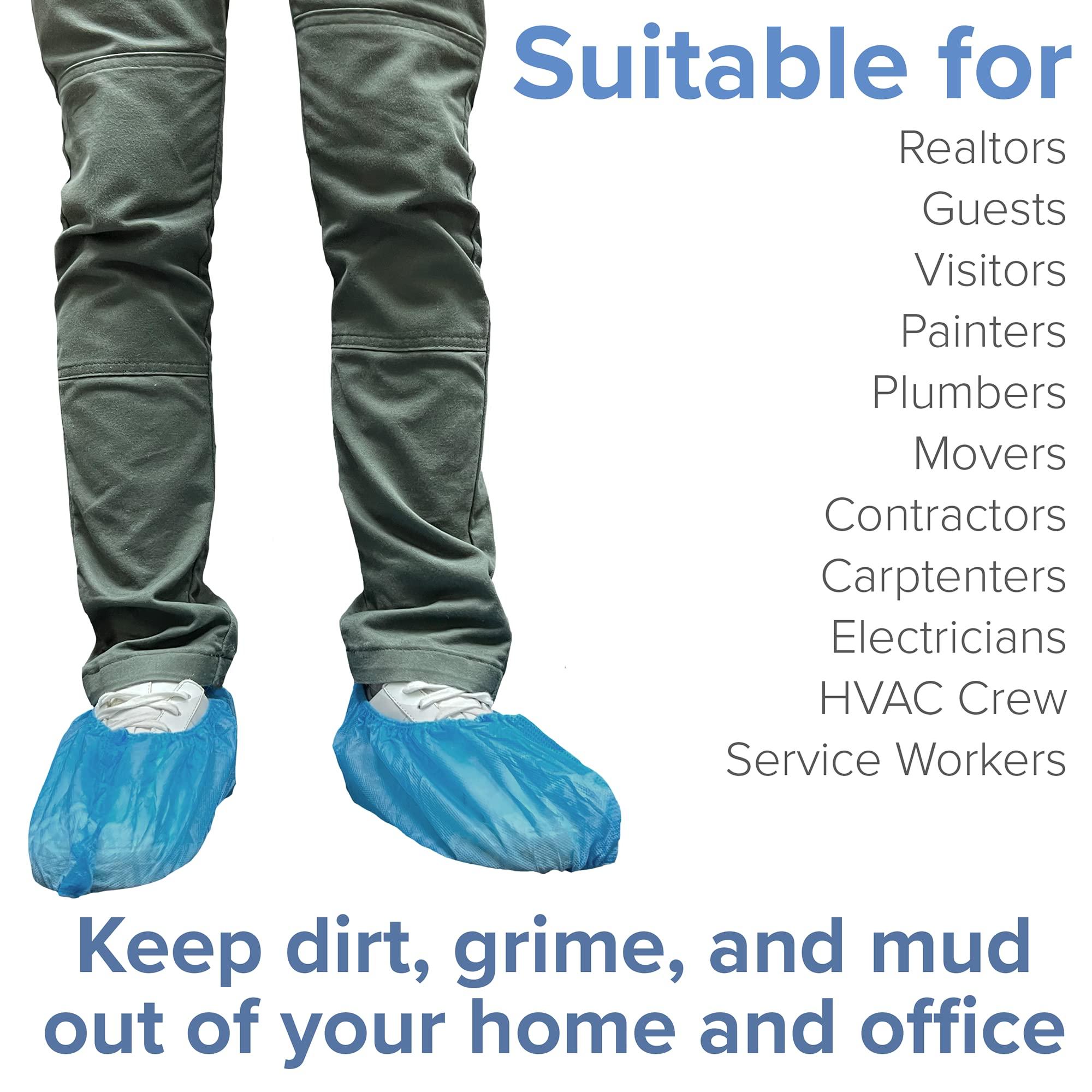 Innovative Haus Blue Indoor Disposable Shoe Covers - Disposable Non Slip Boot Covers - Indoor Reusable Booties - Treads - Water Resistant - 100 Pack, Extra Large - Image 5