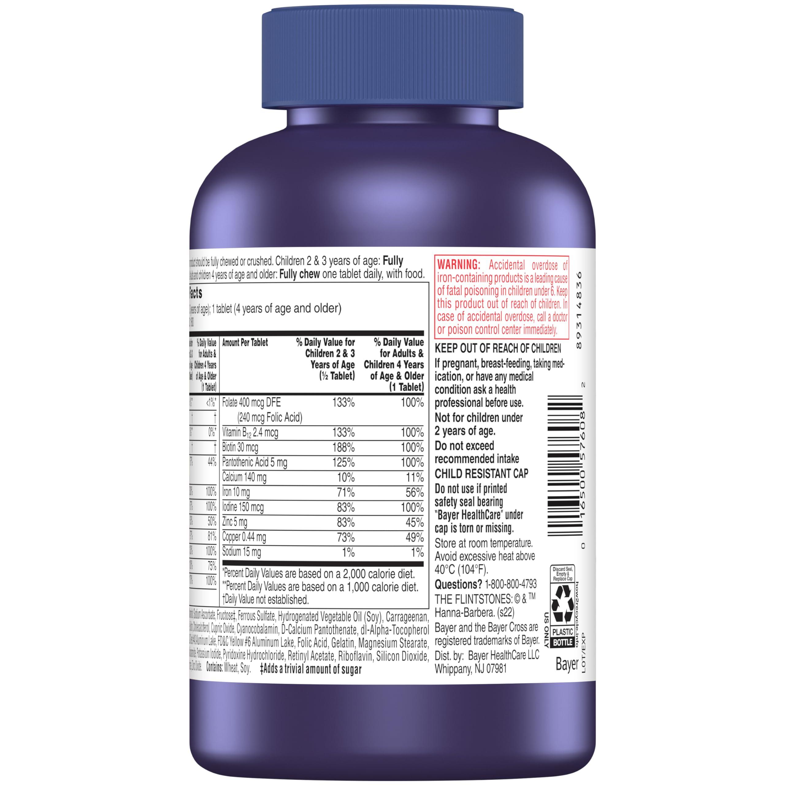 Flintstones Chewable Kids Vitamins, Complete Multivitamin for Kids and Toddlers with Iron, Calcium, Vitamin C, Vitamin D & More, 180ct - Image 9