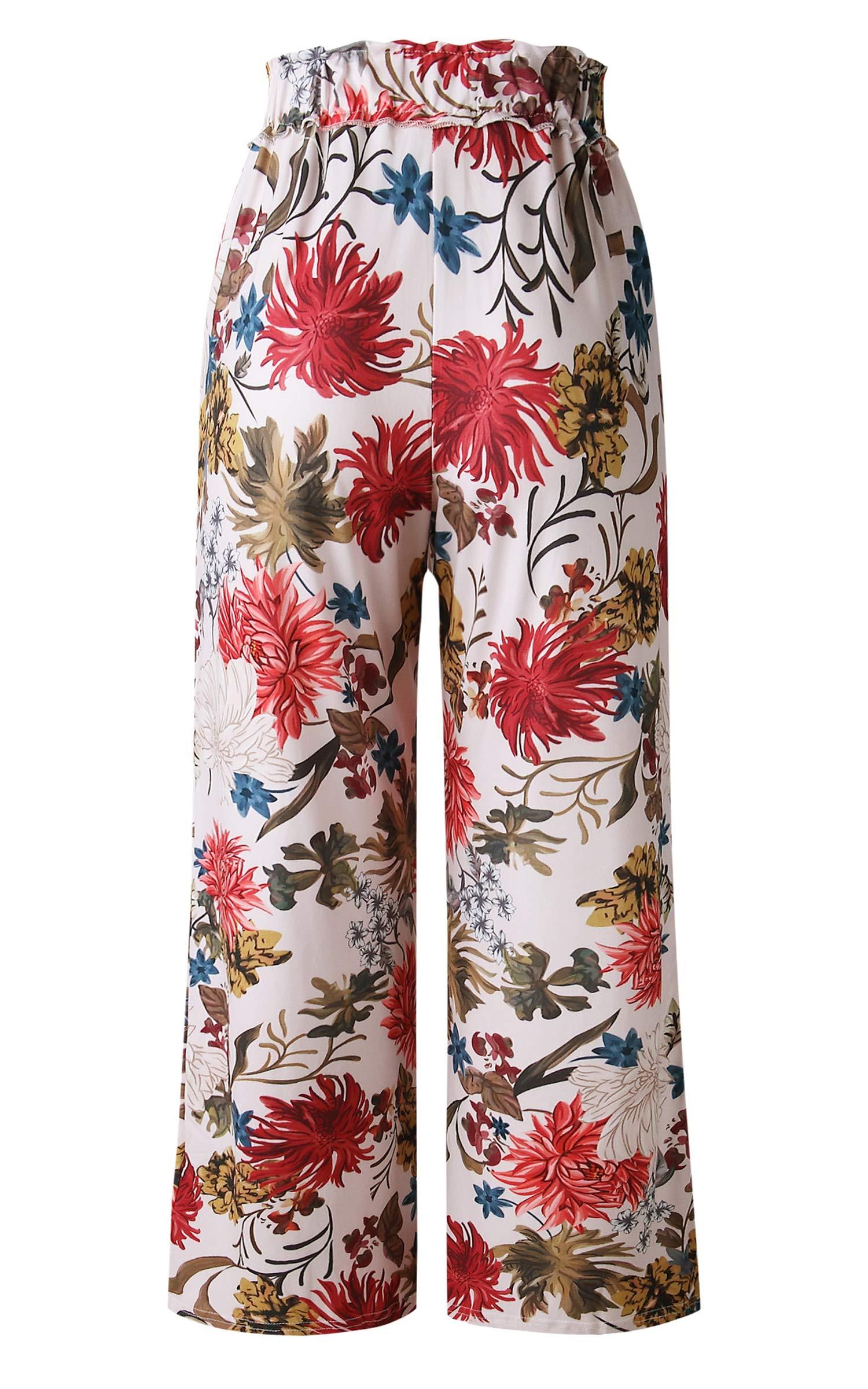 ECOWISH Wide Leg Pants for Women Summer 2025 Palazzo Tropical Floral Casual High Waist Flared Trousers with Pockets - Image 6
