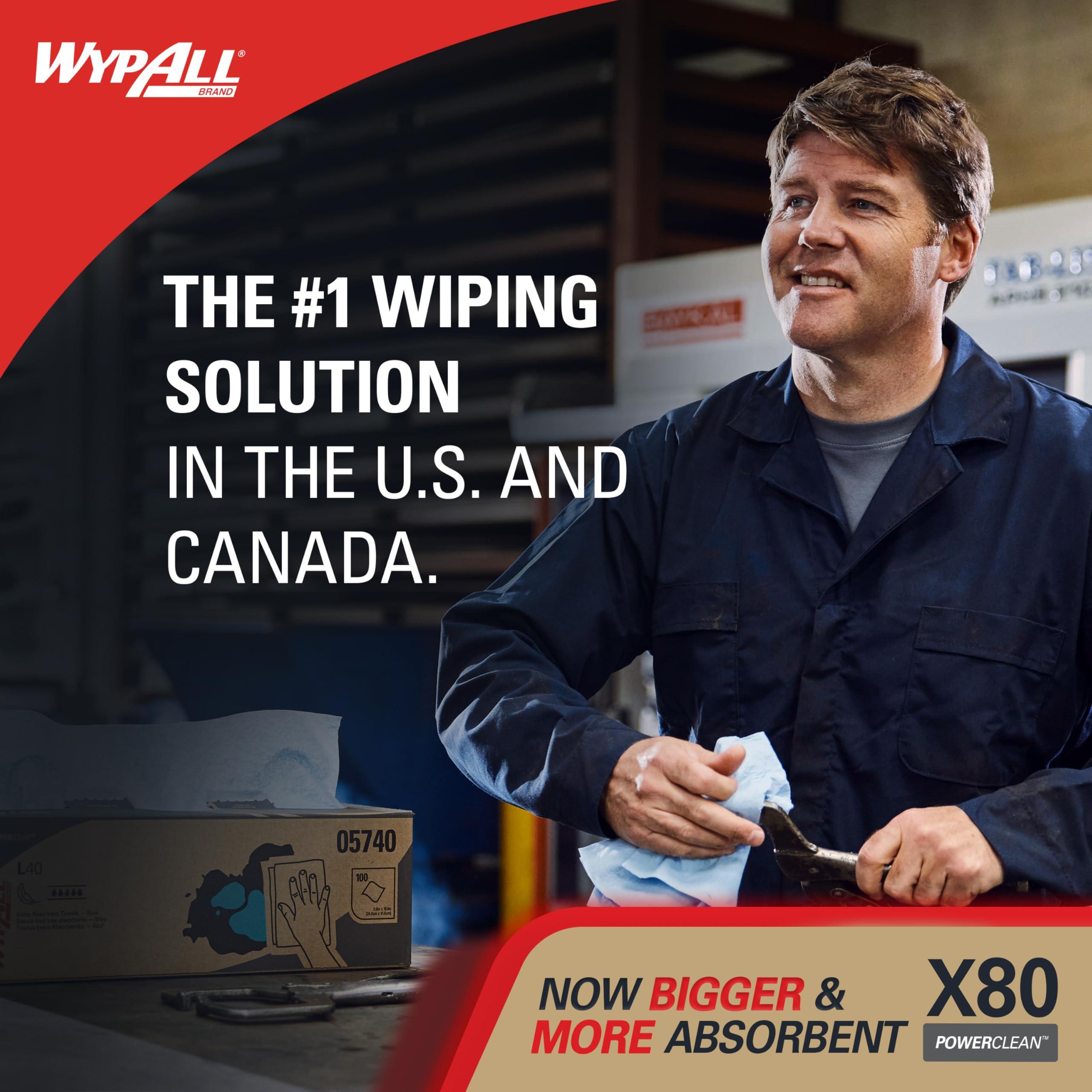 WypAll PowerClean X80 Cloths Heavy Duty Wipes (41055), Jumbo, Extended Use Towels, Red (1 Roll of 455 Sheets, 455 Sheet Total) - Image 3