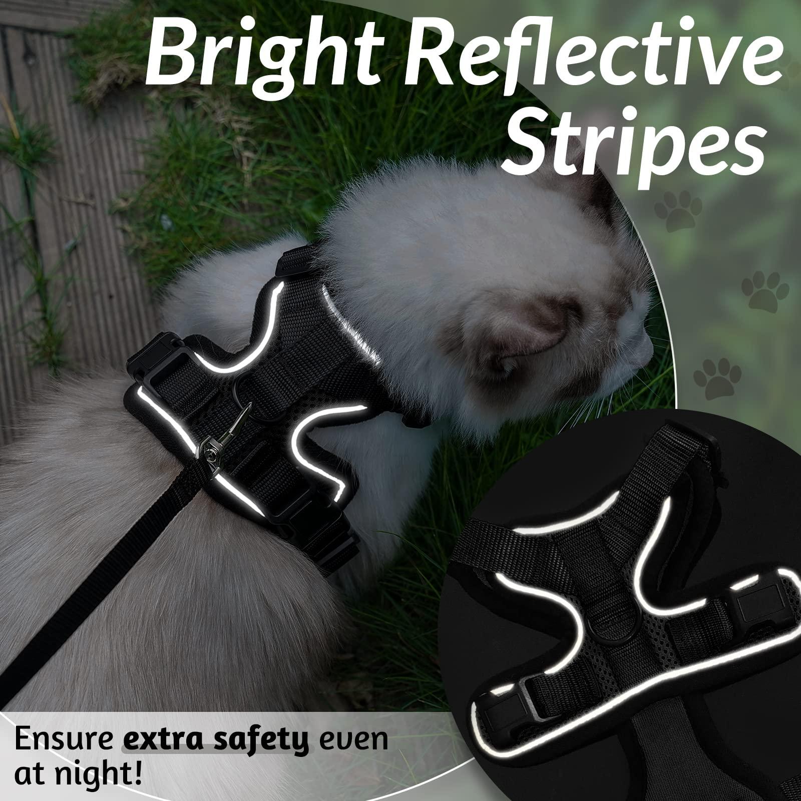 rabbitgoo Cat Harness and Leash for Walking, Escape Proof Soft Adjustable Vest Harnesses for Cats, Easy Control Breathable Reflective Strips Jacket, Black, XS - Image 8