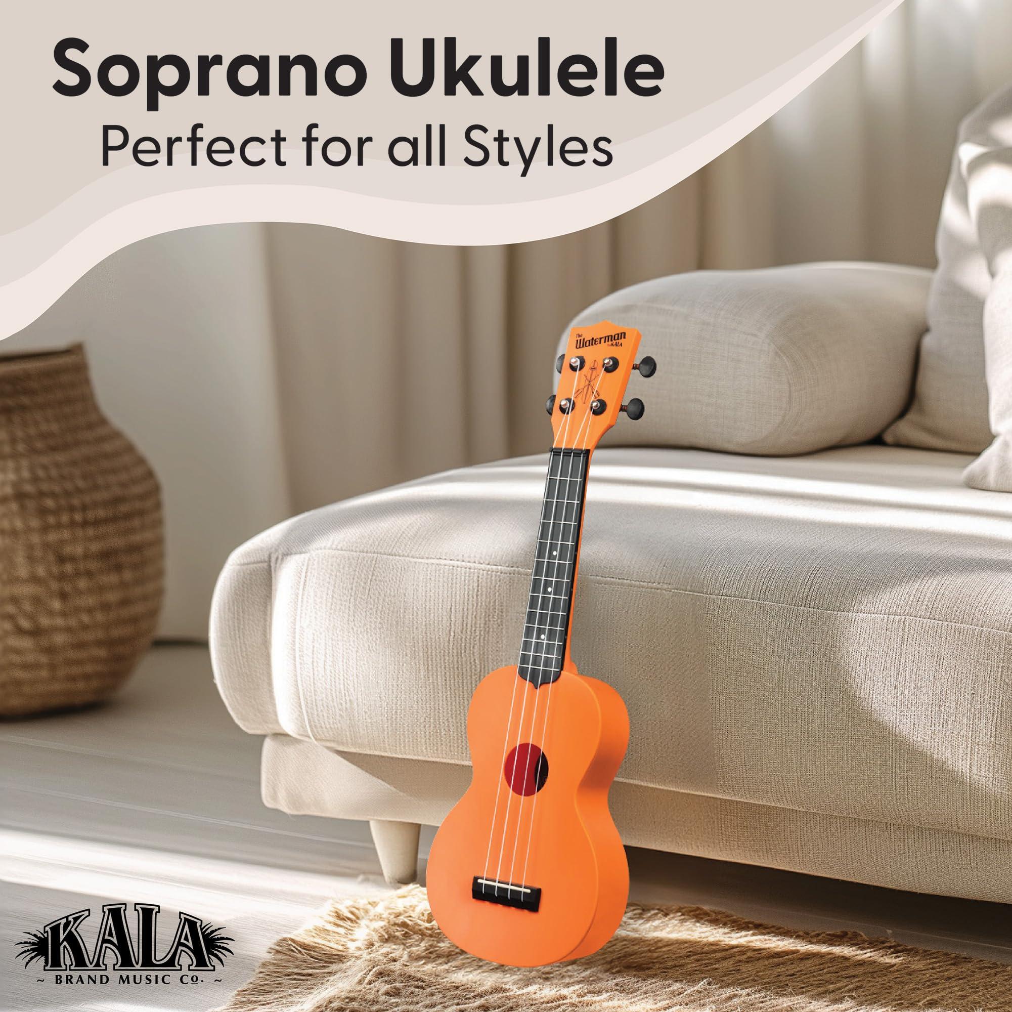 Kala Brand Music Co. The Waterman Beach Collection, 4-String Ukulele, Right, Sunset Orange, Soprano (KA-WMS-OR-S) - Image 2