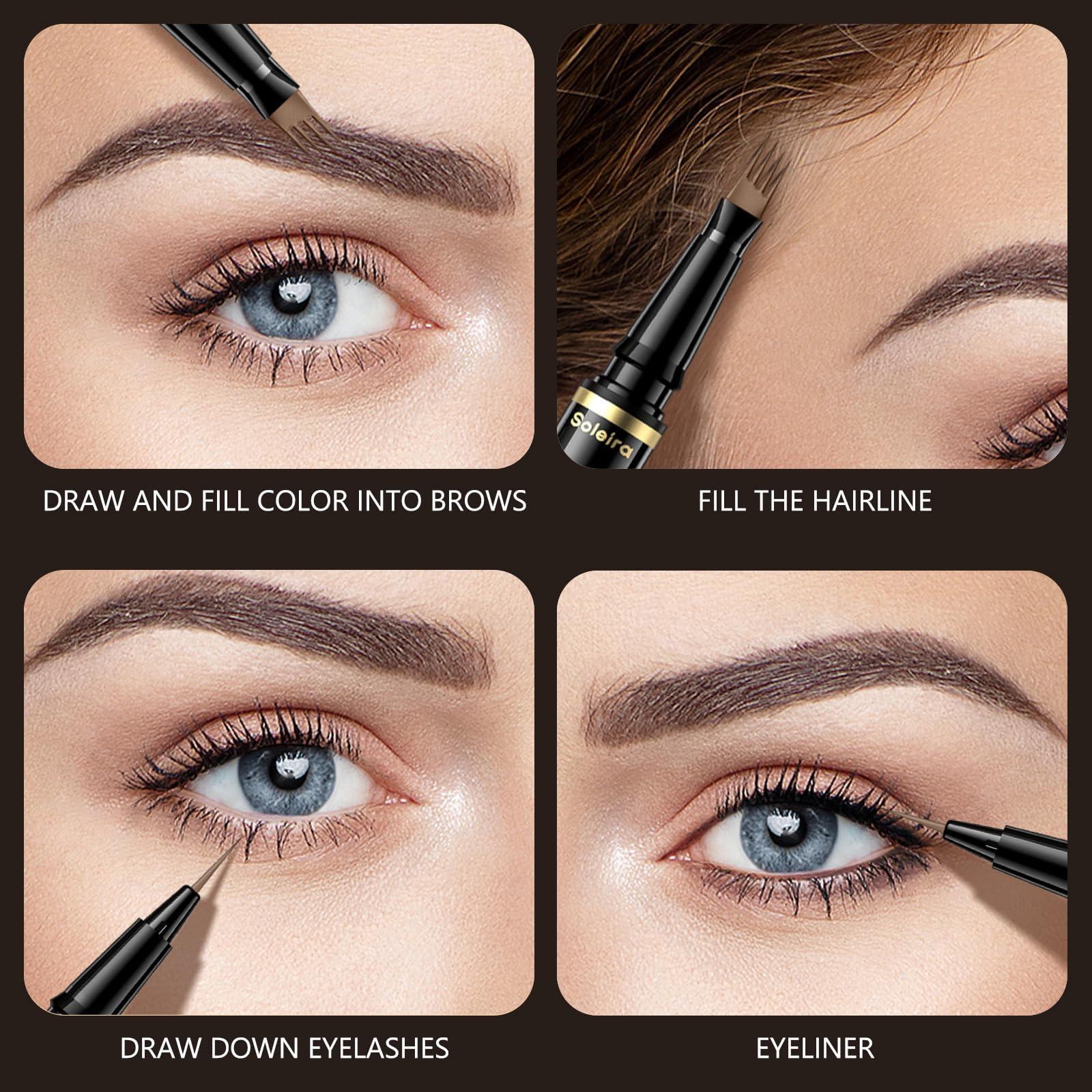 Soleira Waterproof Eyebrow Pencil with 4 Tip Microblading Pen and Dual-ended Brush, for Natural-Looking Brows, Long-Lasting, Blonde - Image 7