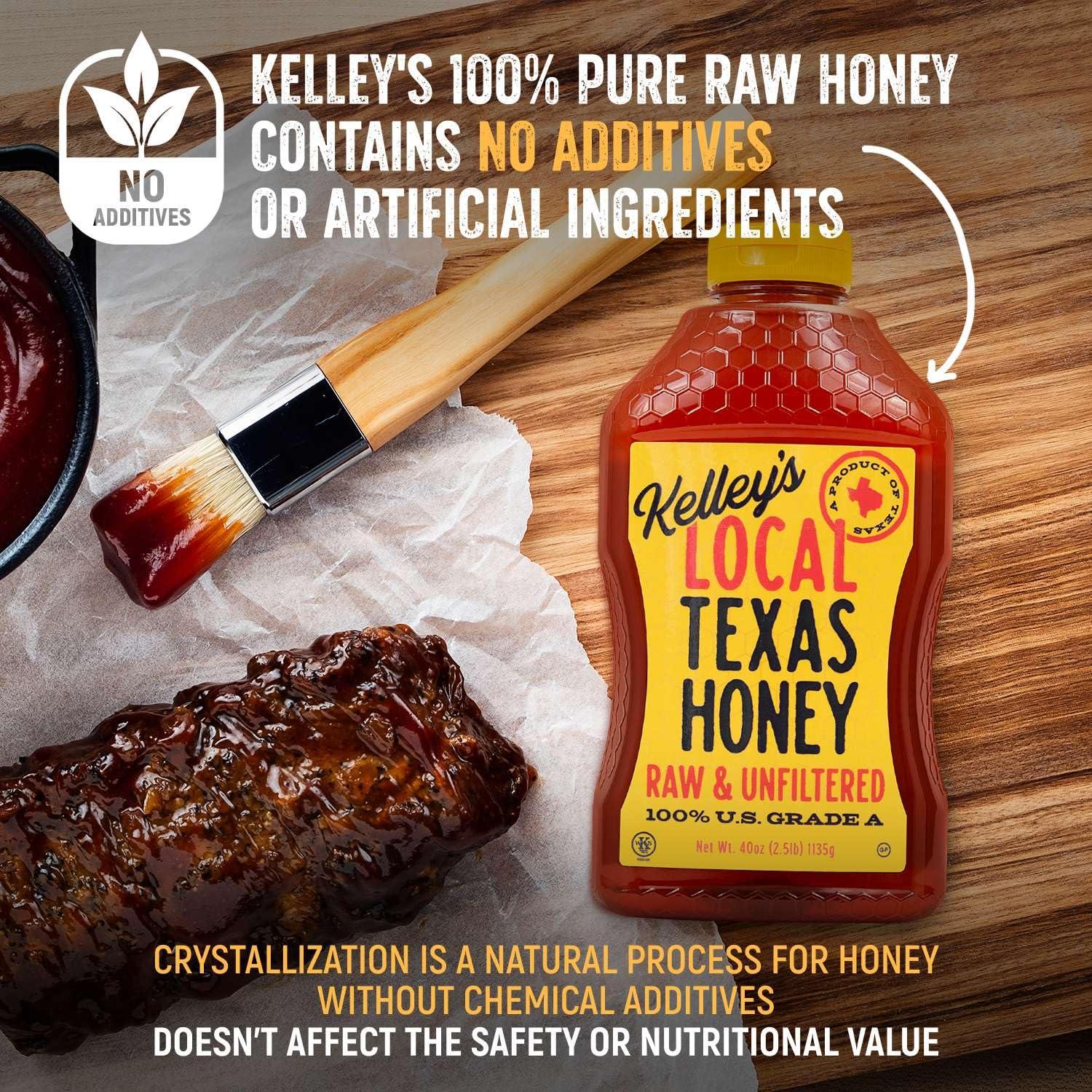 Kelley's Local Texas Honey, 40 oz – 100% Pure, Raw & Unfiltered – All-Natural American Honey for Tea, Smoothies, Yogurt, Toasts, and BBQ - Image 5