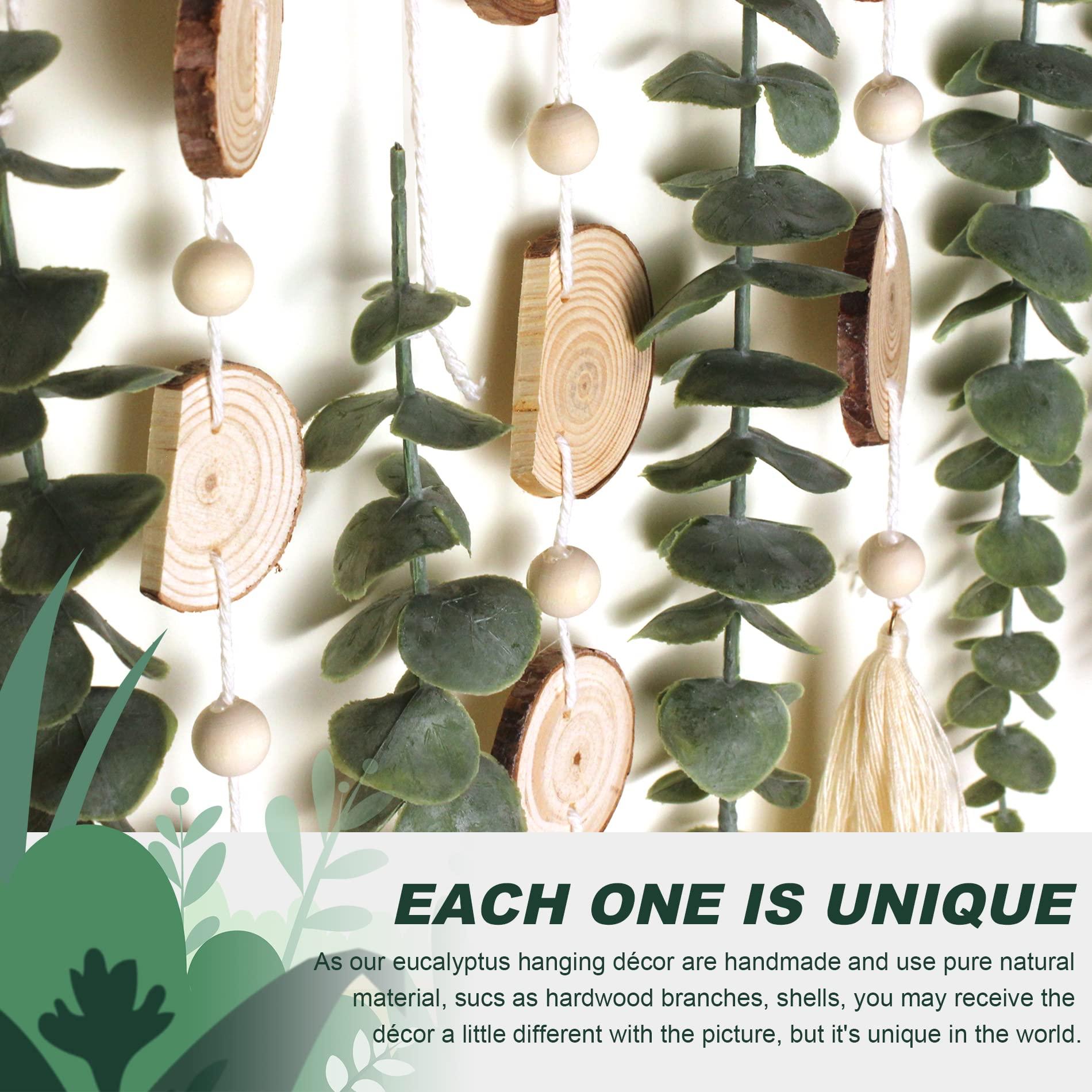Artificial Eucalyptus Wall Decor Fake Greenery Leaves Stems Wall Hanging Plants on 16.5 inch Wooden Stick Boho Rustic Farmhouse Decor for Bedroom Kitchen Dining Room Bathroom - Image 5