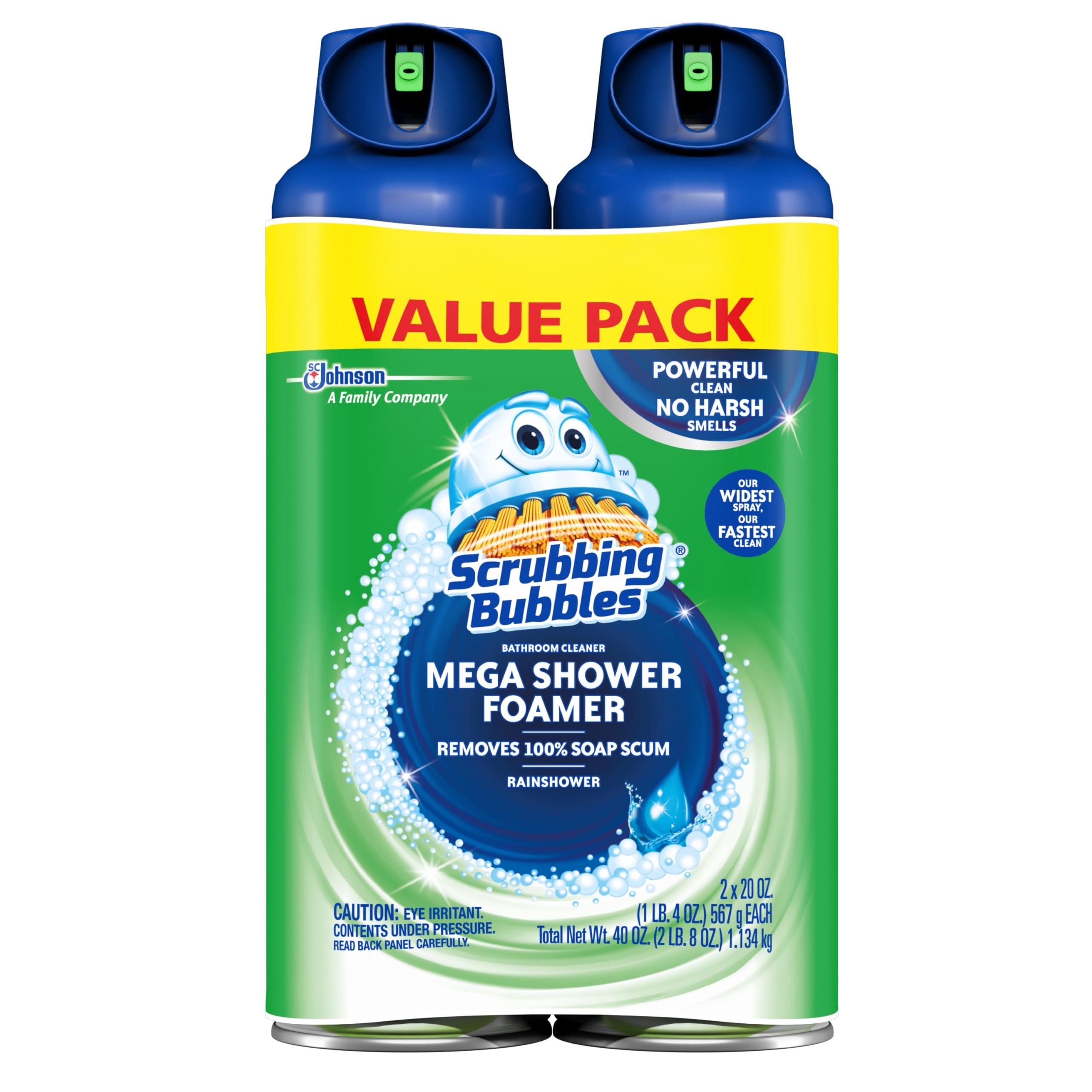 Scrubbing Bubbles Mega Bathroom and Shower Foamer Aerosol, Rainshower Scent, 20oz (Pack of 2) - Image 1