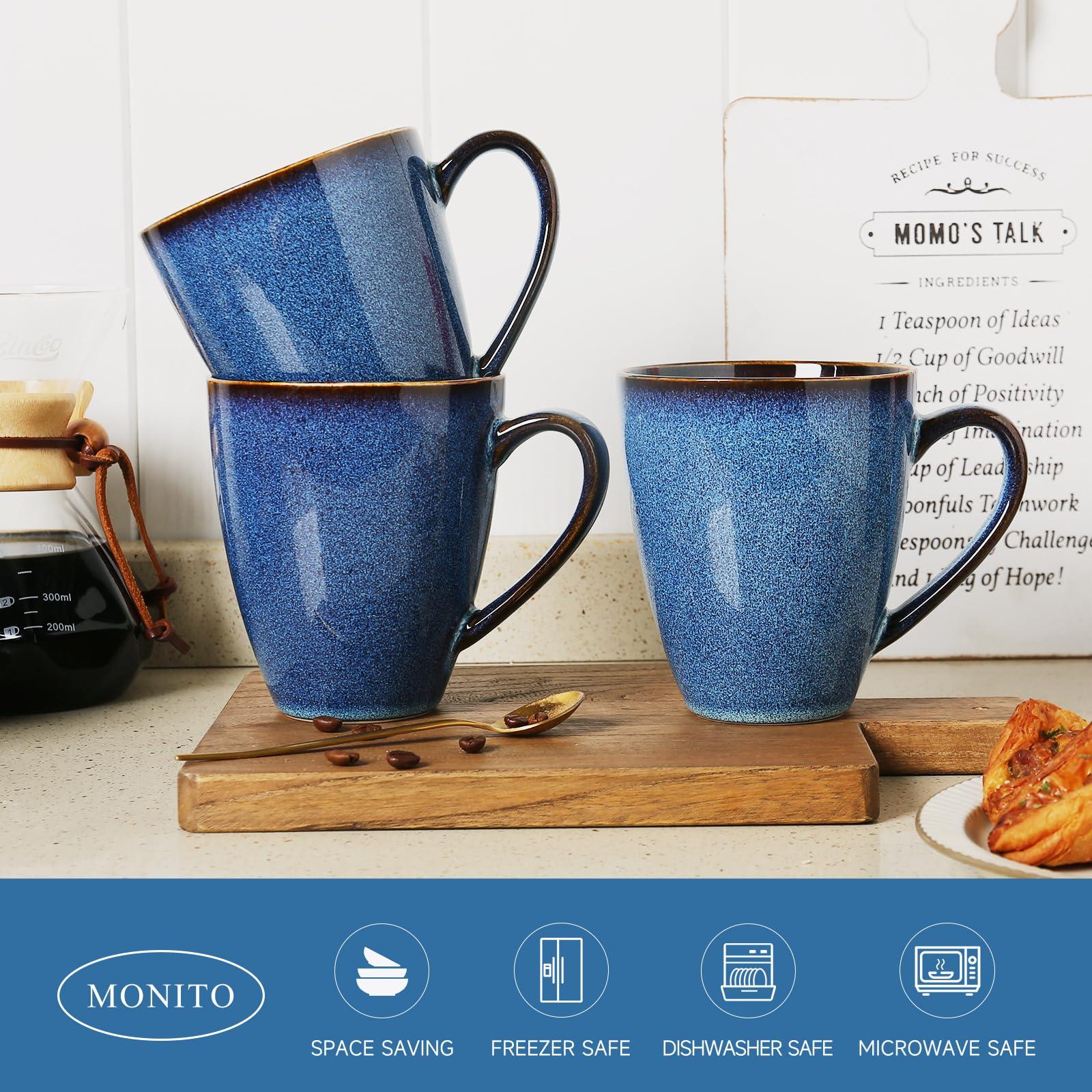 MONITO 17 OZ Coffee Mugs Set of 6, Large Ceramic Blue Coffee Mugs Set with handle for Tea/Latte/Milk/Cocoa, Funny Tea Cups for Office and Home, Engagement Gifts. (Starry Blue) - Image 2