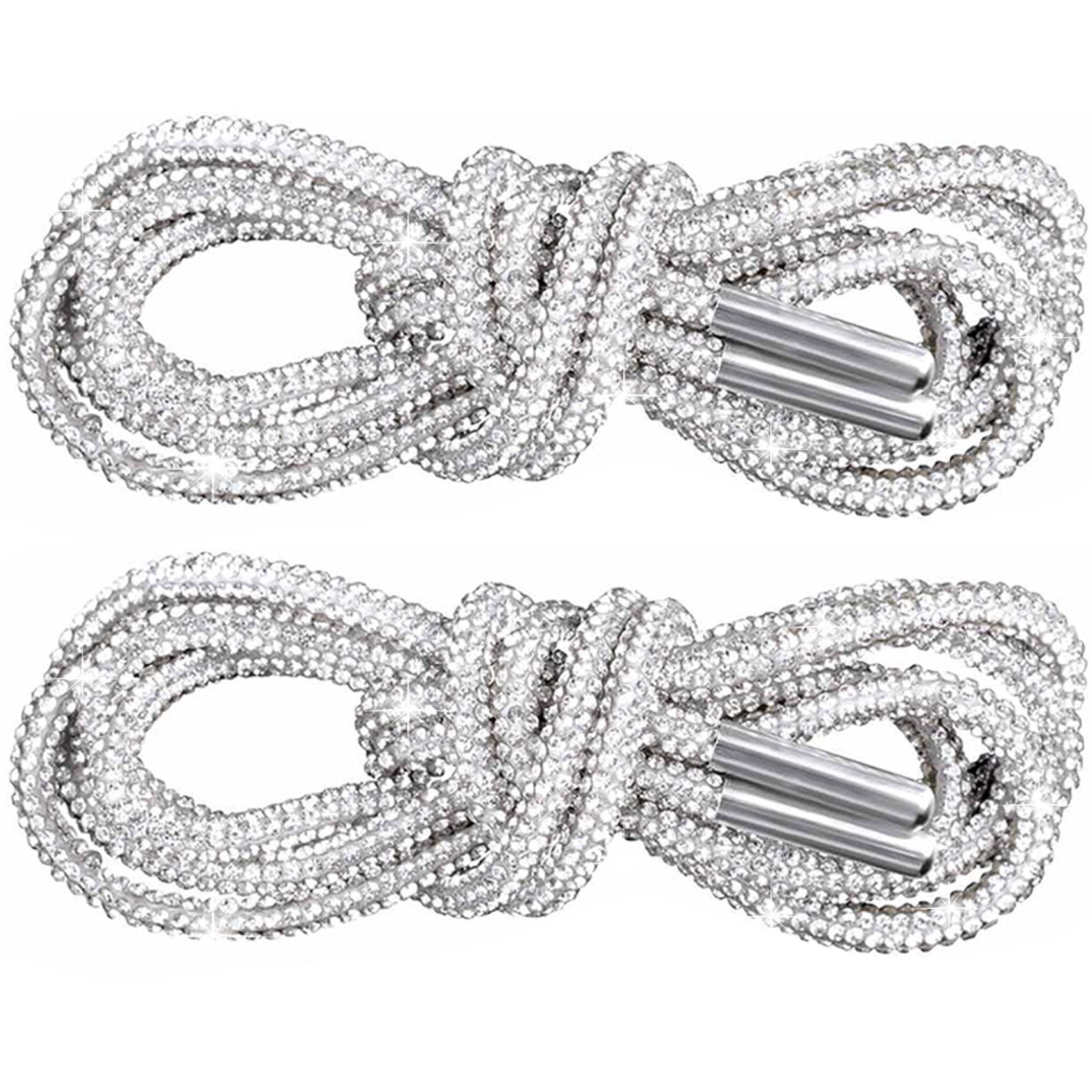 PAGOW Rhinestone Glitter Ropes, Crystal Bling Bling Shiny Round Shoe Laces for Sneakers, Drawstring Cords Replacement