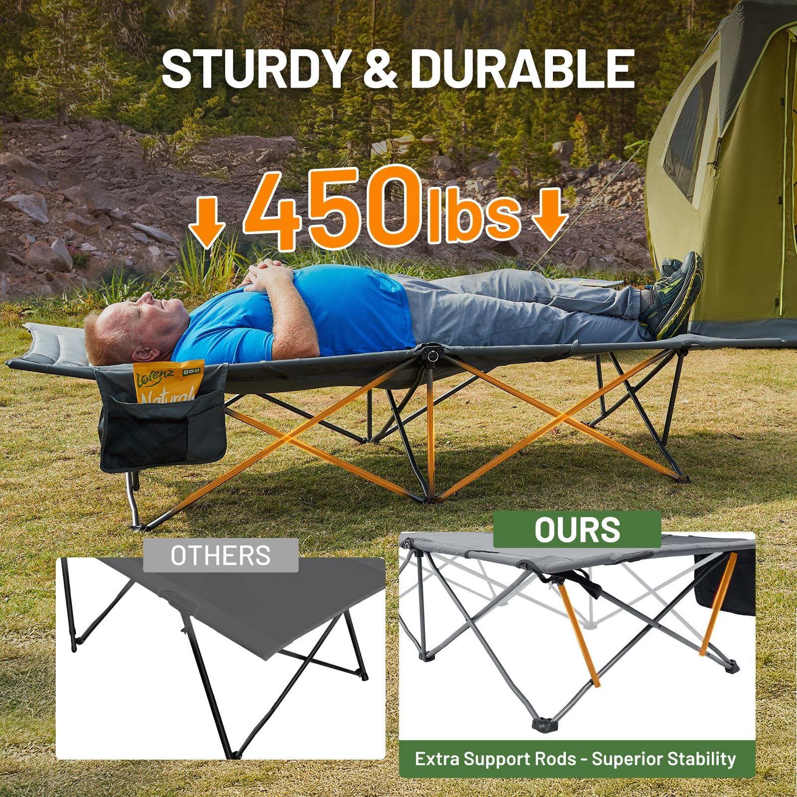 TIMBER RIDGE Extra Wide Heavy Duty Camping Cot for Adult, Easy Set Up Oversized Sleeping Cot with Carry Bag for Camping, Travel and Outdoors, Support up to 450lbs - Image 3