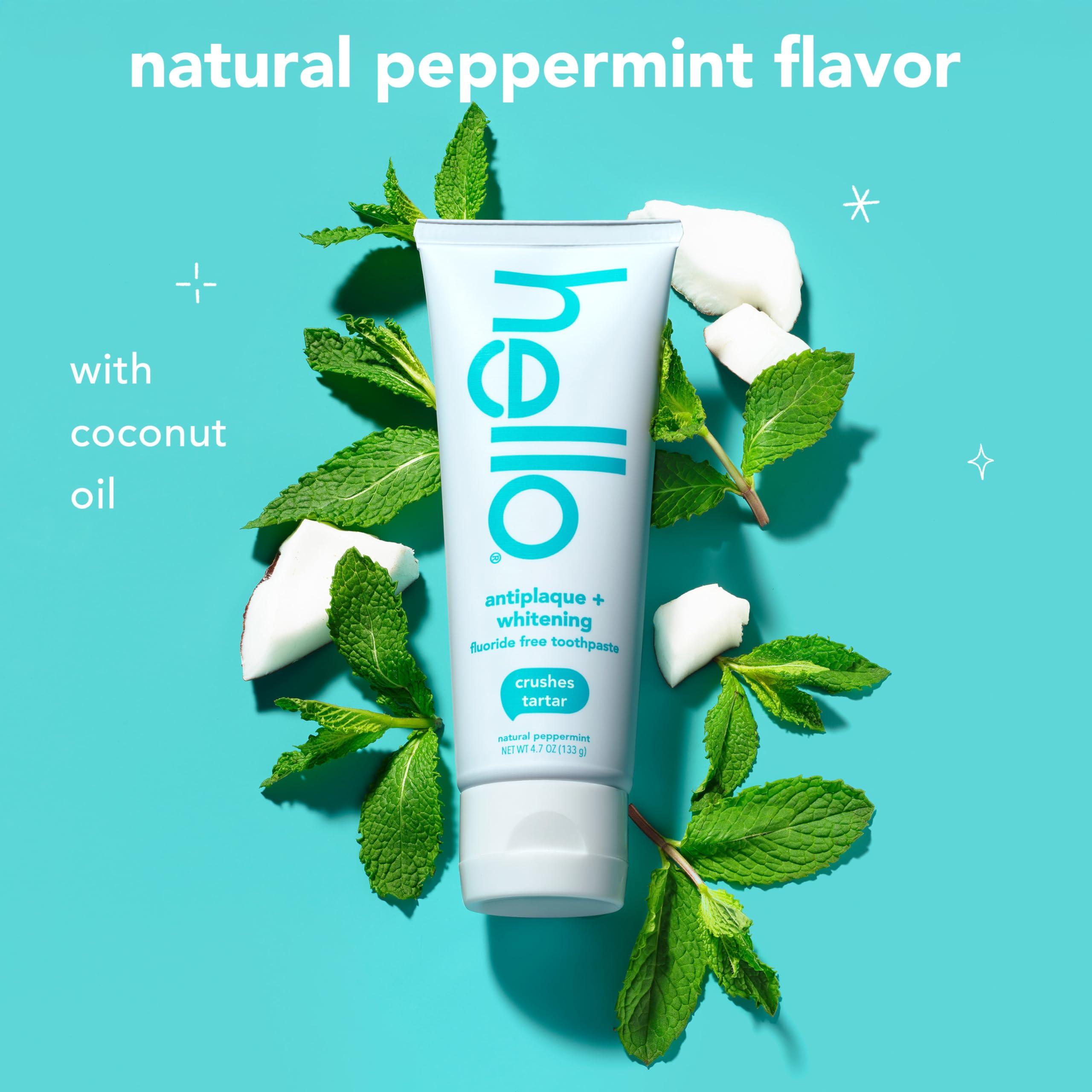 Hello Antiplaque Toothpaste, Fluoride Free for Teeth Whitening with Natural Peppermint Flavor and Tea Tree Oil, Peroxide Free, Gluten Free, SLS Free, 3 Pack, 4.7 OZ Tubes - Image 4