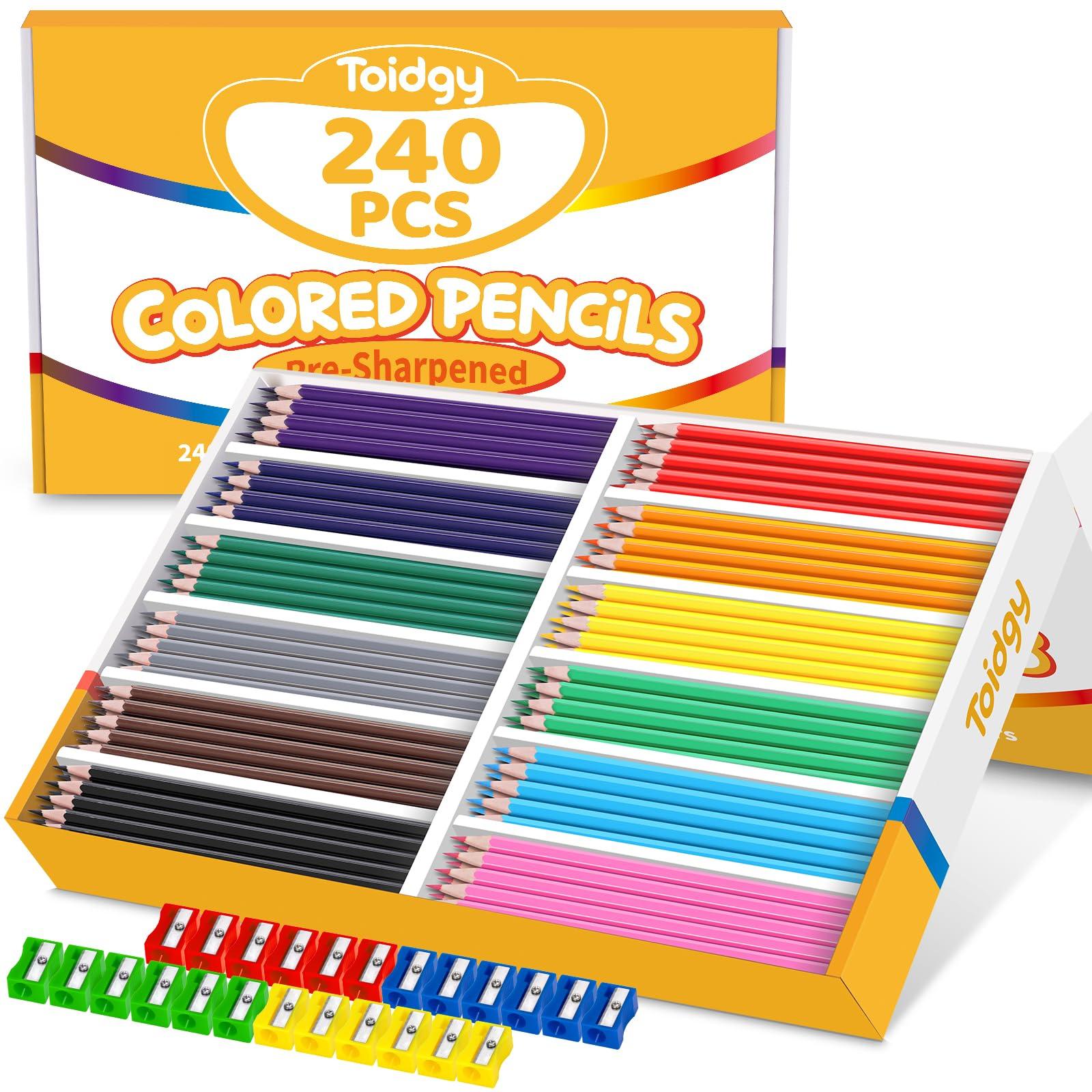240 Packs Colored Pencils Bulk Classroom, Colored Pencils for Kids 12 Assorted Colors, Coloring Pencil Set Plus 24 Sharpeners, Pre-sharpened Color Pencils, Back to School Supplies Bulk for Teachers - Image 1