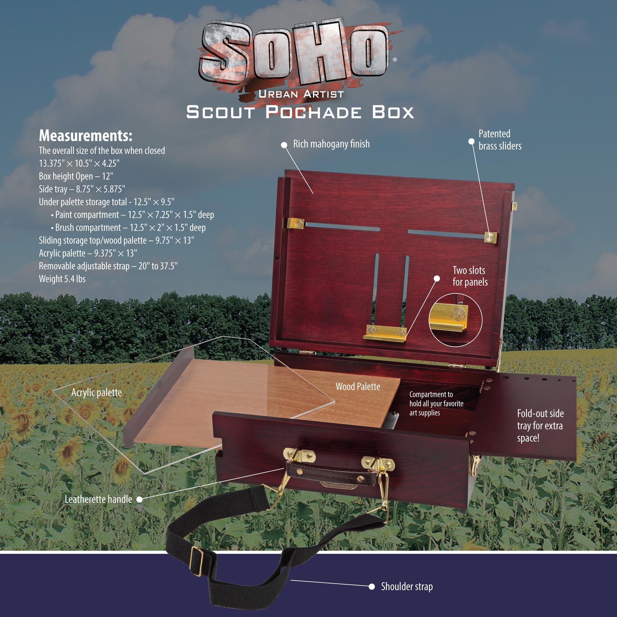 Soho Urban Artist Scout Pochade Box for Plein Air Painting Easel with Storage, Lightweight & Portable, Mahogany Finish - Image 3