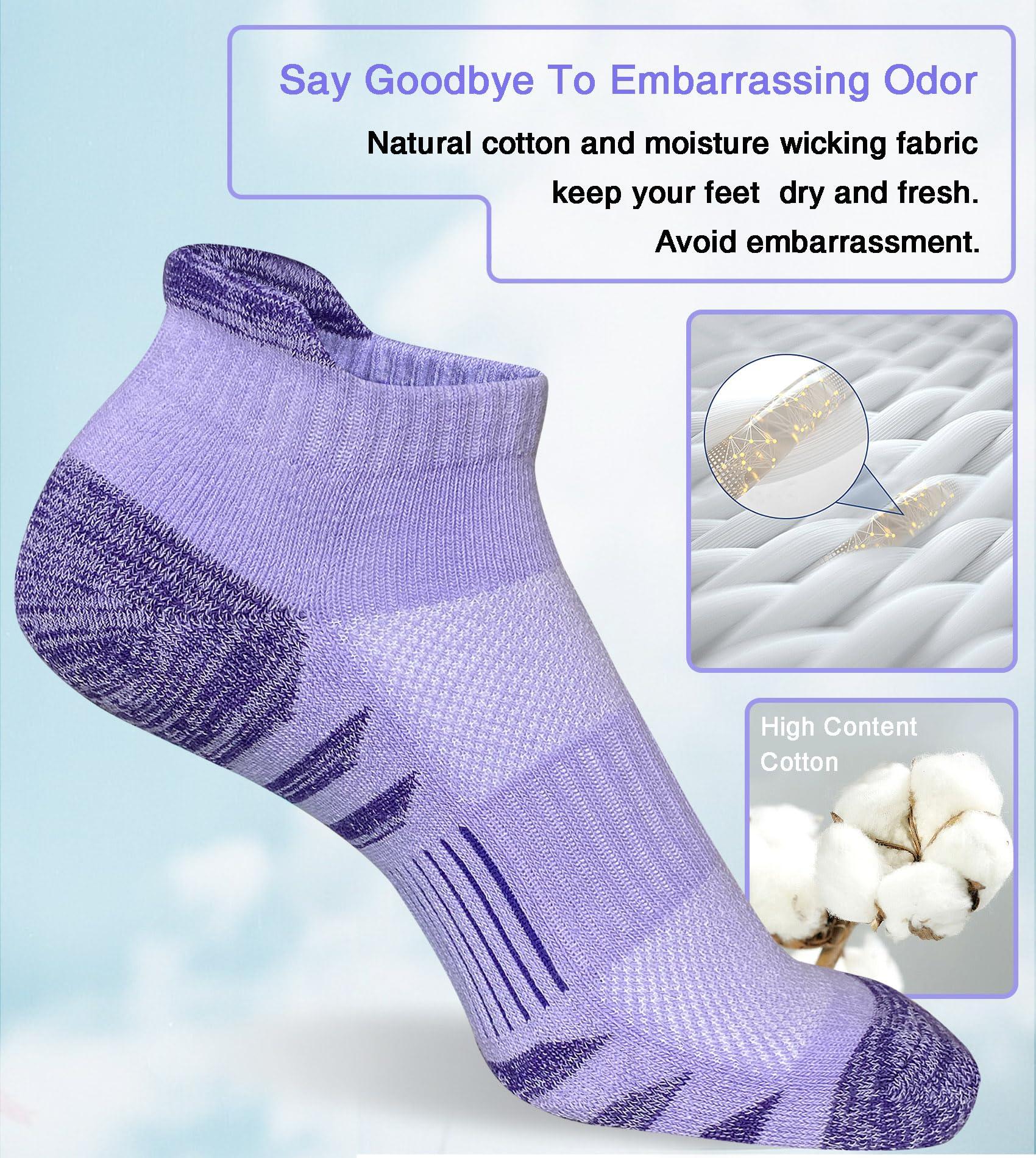 Heyoboy Womens Ankle Anti-blister Thick Cushioned Wicking Odor Resist Athletic Running Socks 5 Pairs - Image 5