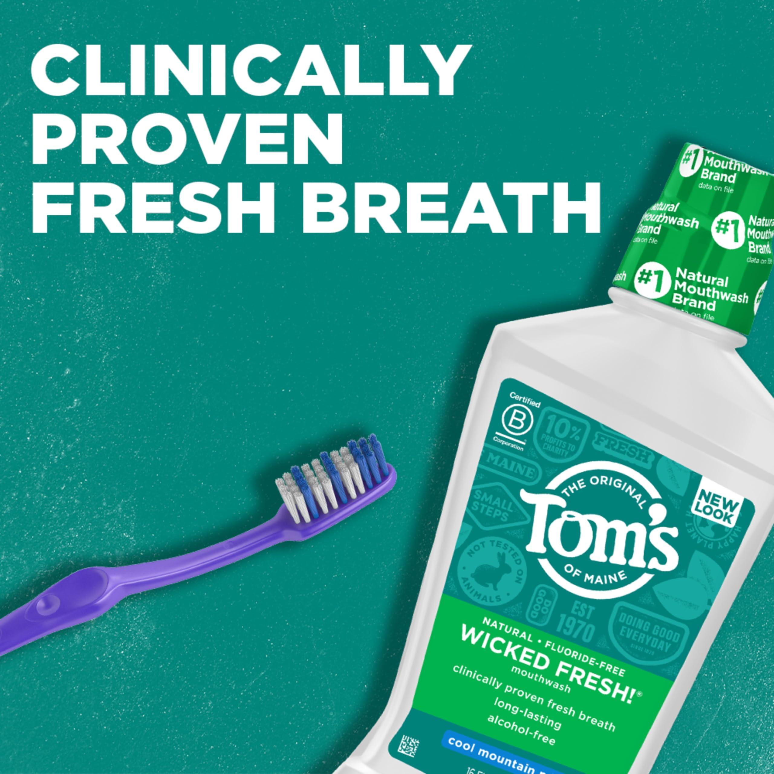 Tom's of Maine Natural Wicked Fresh Alcohol-Free Mouthwash, Cool Mountain Mint, 16 oz. 6-Pack (Packaging May Vary) - Image 4
