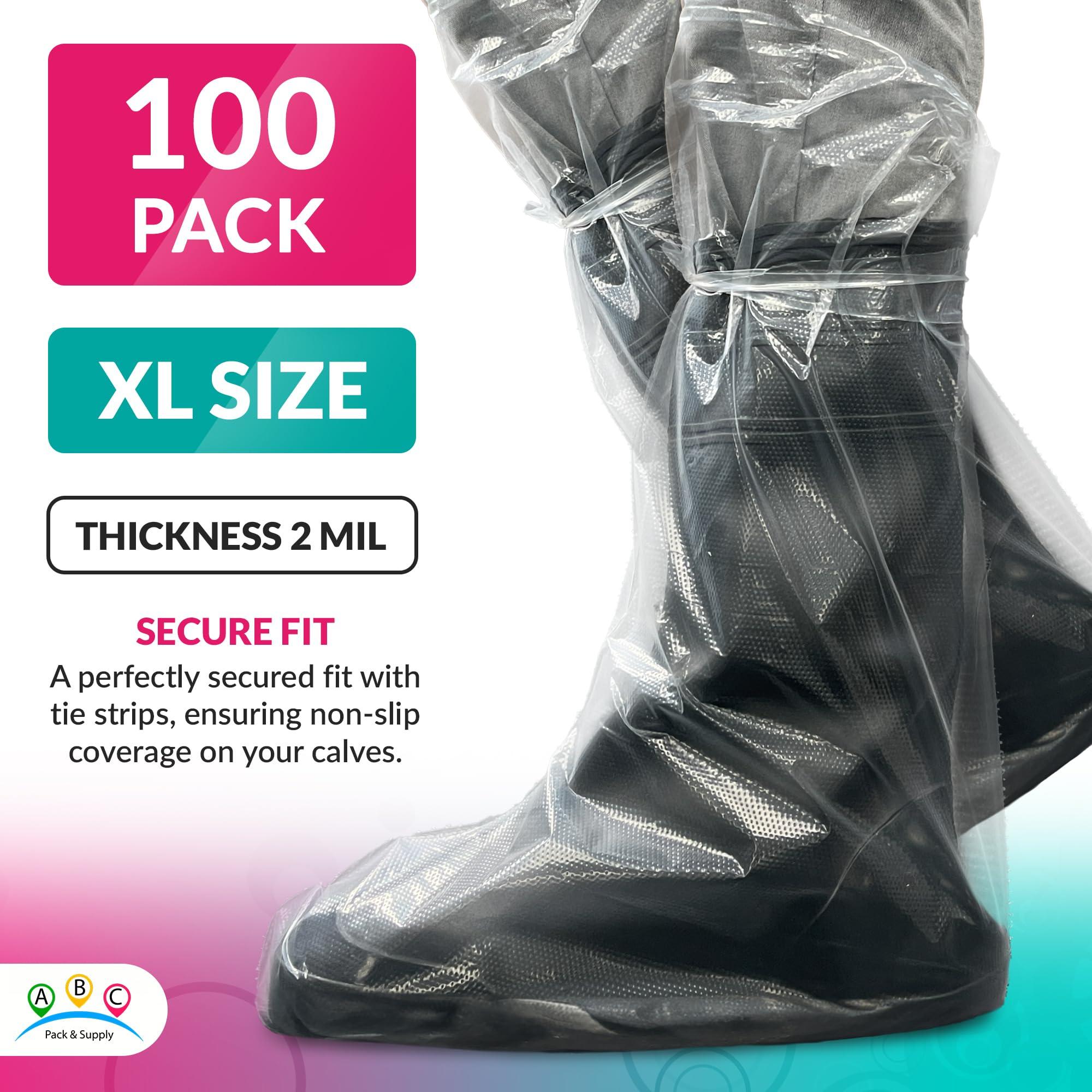 ABC Waterproof Disposable Boot Covers, XL Size. Pack of 100 Clear Disposable Booties for Shoes Covers. Disposable Shoe Covers for Indoors Non Slip. Shoe Booties Disposable Non Slip - Image 3