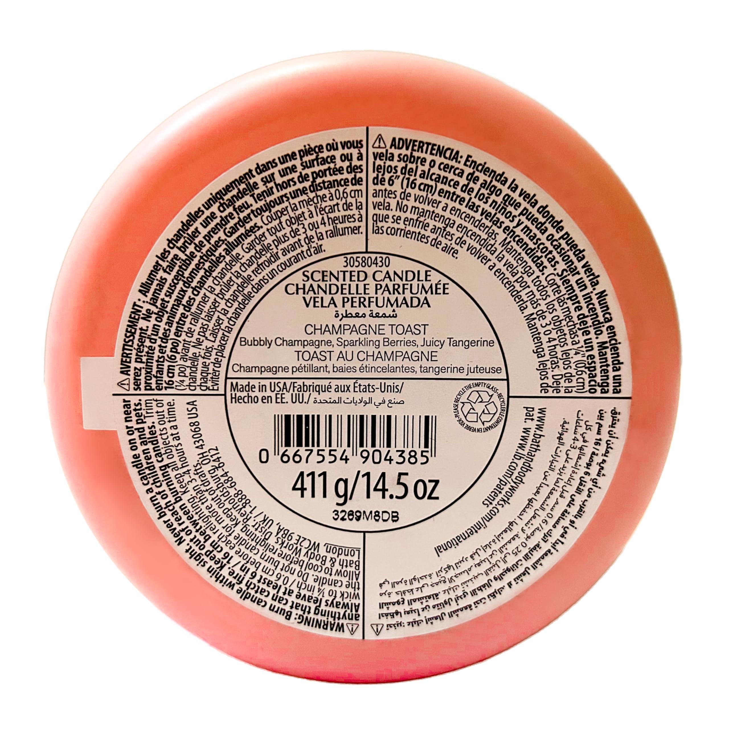 Bath and Body Works White Barn Champagne Toast 3 Wick Candle 14.5 Ounce Basic White Barn Label - Image 3