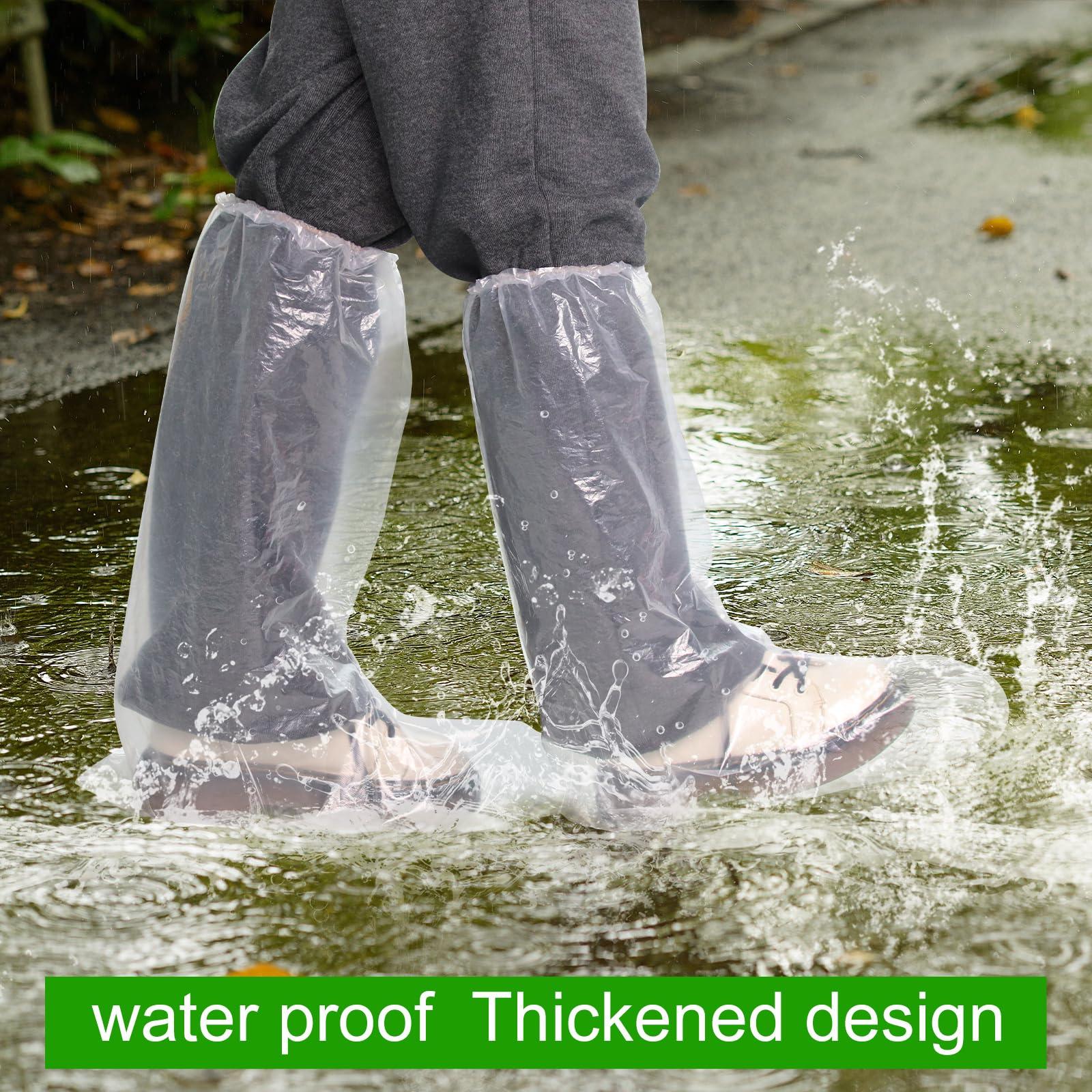 Disposable Plastic Boot and Shoe Covers 100 Pack (50 Pairs) Anti-Slip Waterproof Durable Reusable Cover Plastic Long Rain Shoe Cover (Transparent) - Image 5