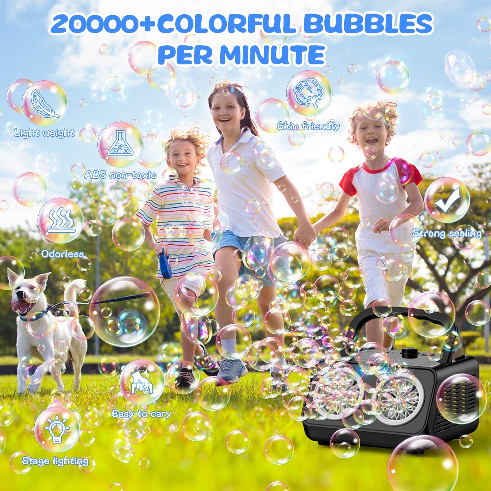 SHCKE Automatic Bubble Machine Upgrade Bubble Blower with 2 Fans,Plug in or Battery Operated Portable Bubble Maker,20000+ Bubbles Per Minute Bubbles for Outdoor Wedding Birthday Party - Image 7