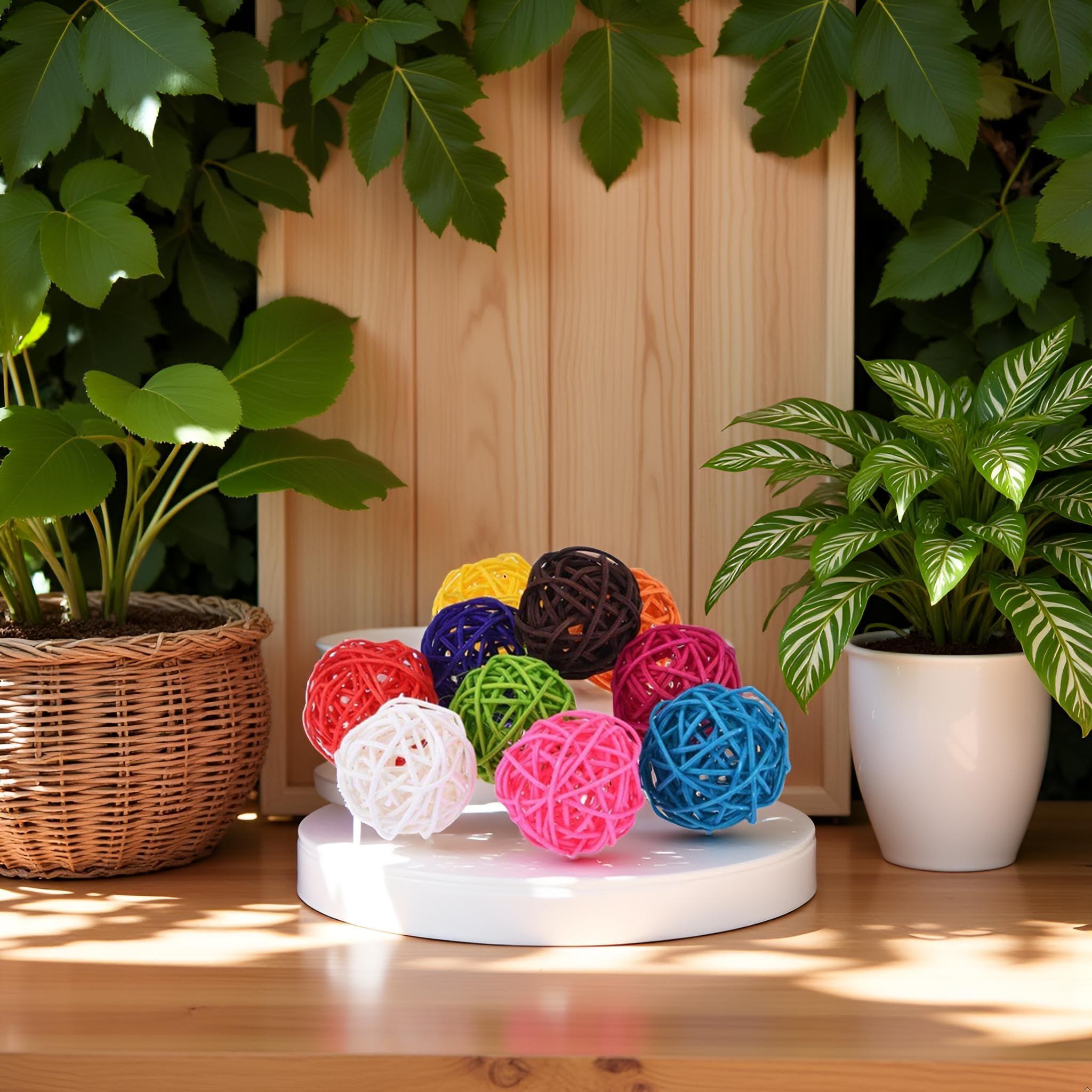 10PCS Multicolor Rattan Balls,Multifunction Wicker Ball,Crafts DIY Accessories Vase Fillers Ornaments,Birds Quaker Parrot Parakeet Chewing Pet Bite Ball for Budgies Hamsters Ball Orbs,Pet Supplies - Image 5