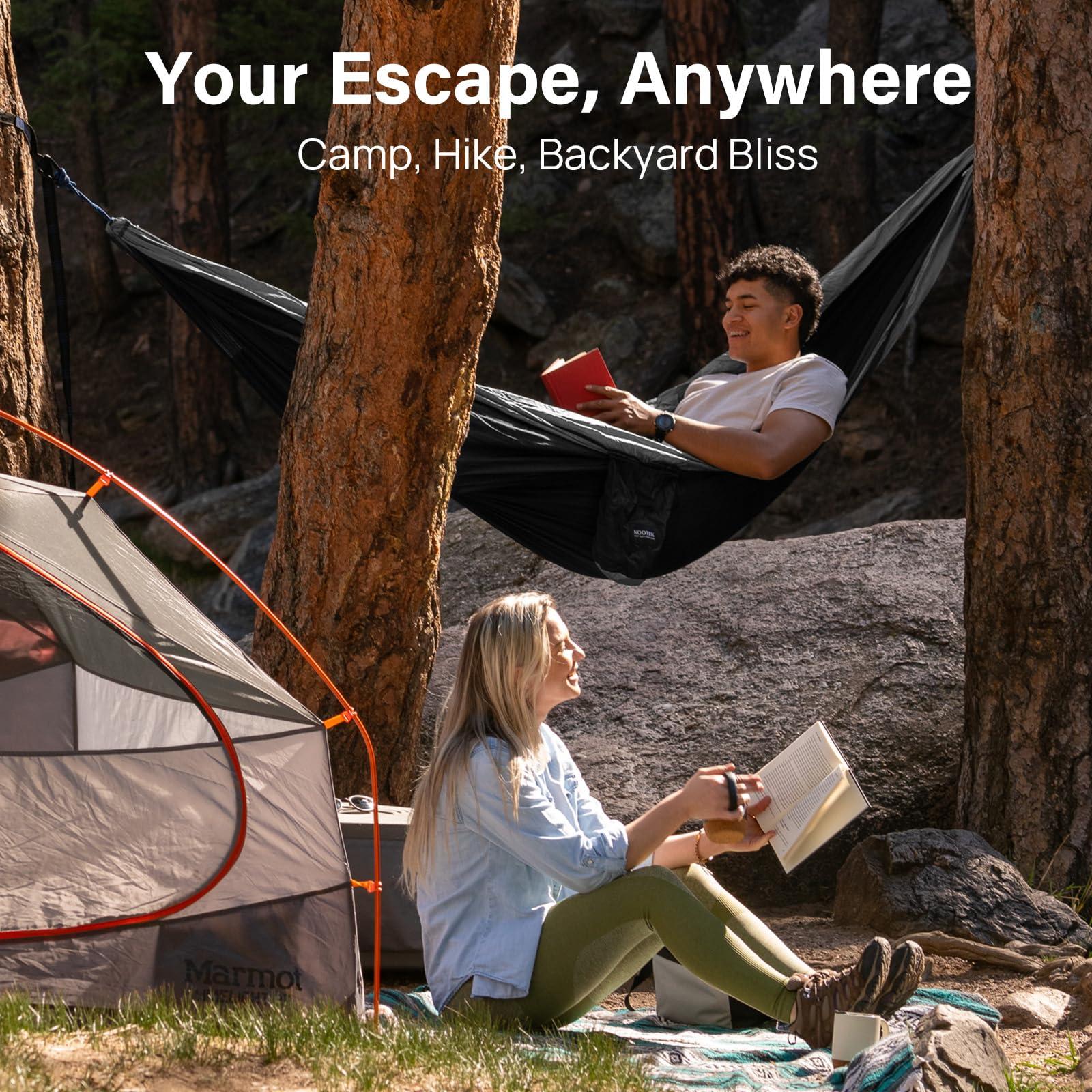 Kootek Camping Hammock 500 lbs Capacity, Portable Hammocks with Tree Straps & Attached Carry Bag, Camping Essentials Gear, Perfect for Outside Indoor Hiking Beach Backpack Travel - Image 7
