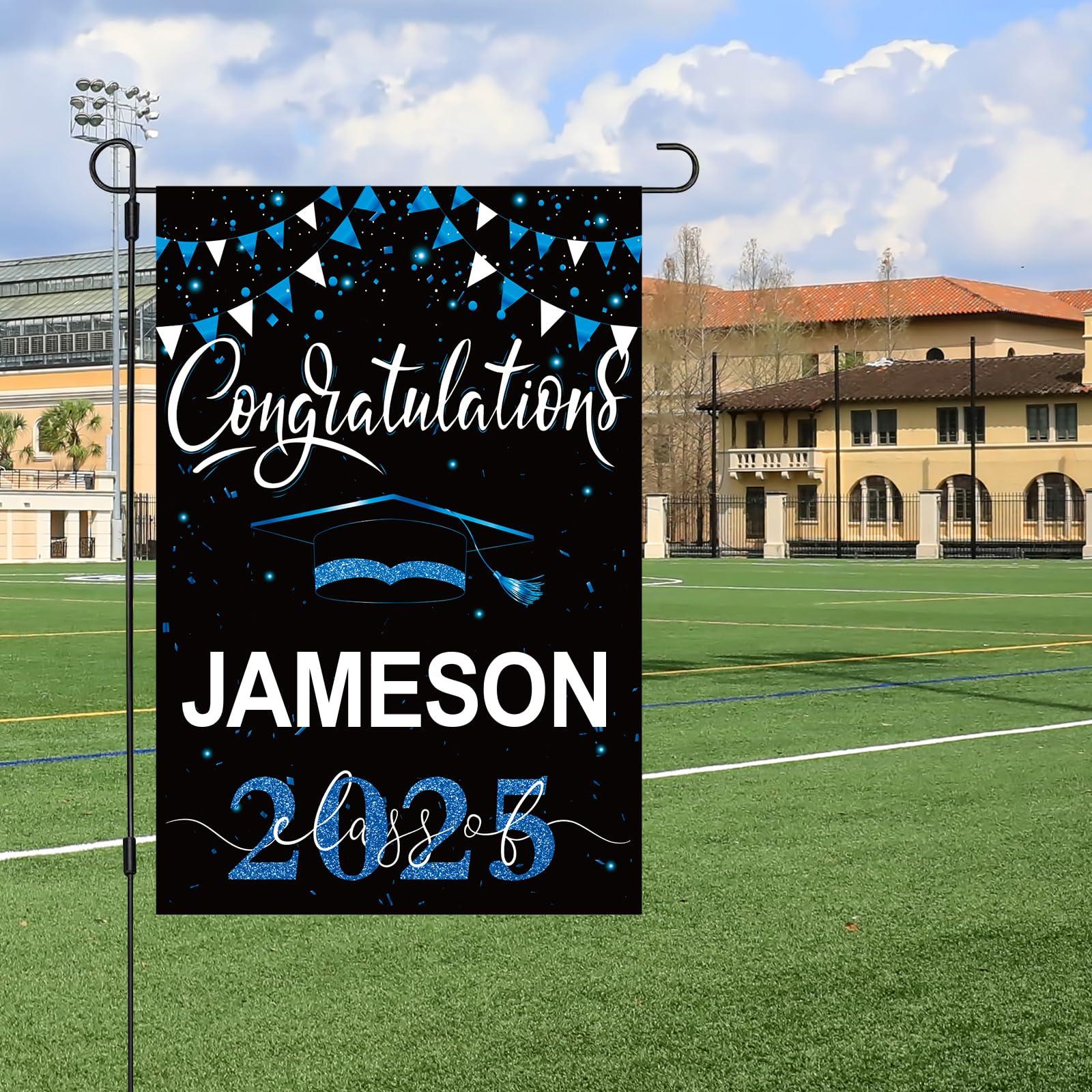 Graduation Flags Personalized 2025, Graduation Garden Flag Double Sided Class Of 2025, Congrats Grad Garden Flags For Outside Yard Decoration, 18x12 Inch (Black Blue) - Image 8