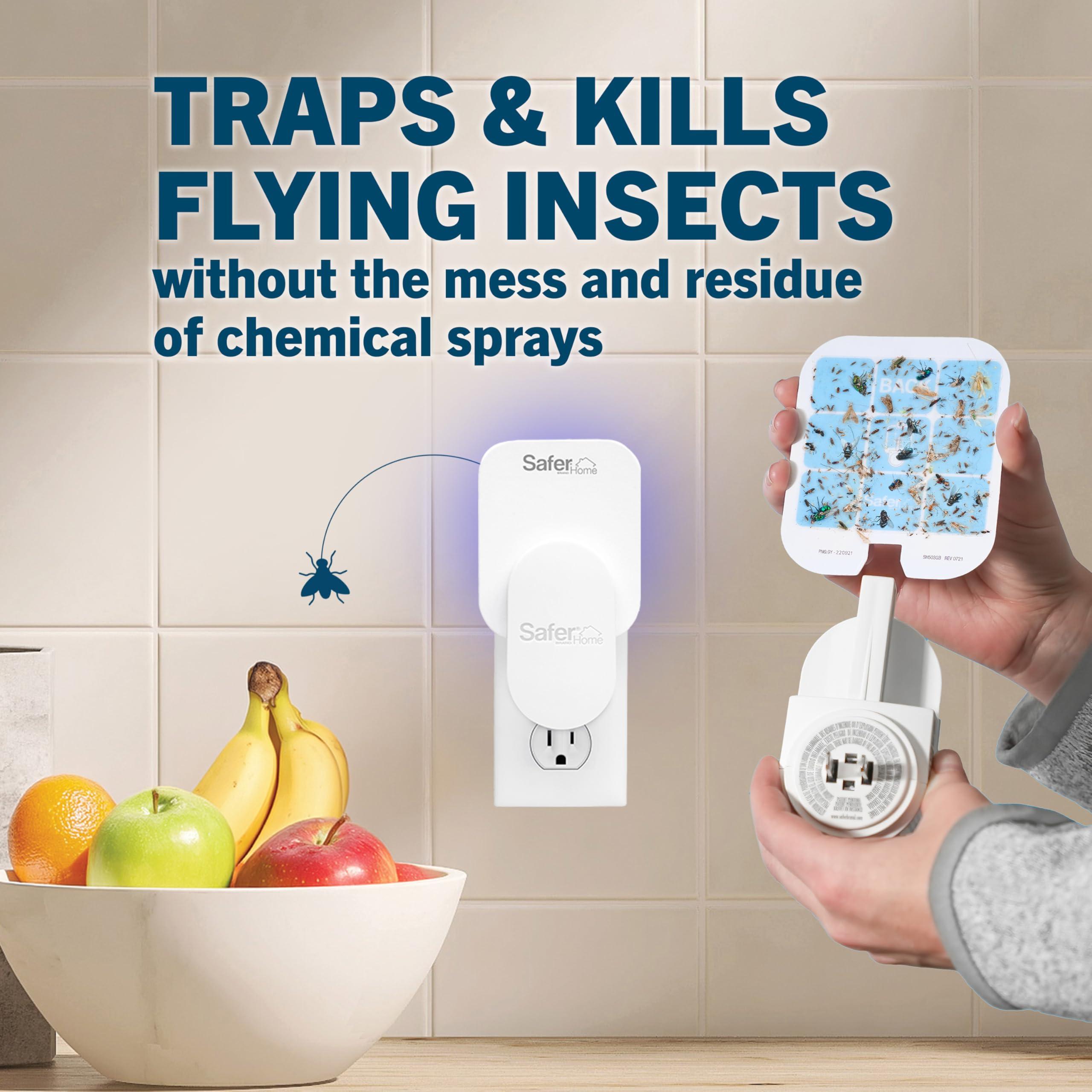 Safer Home Indoor Plug-In Fly Trap - SH502 - Effective Fruit Fly Traps for Indoors, Gnat Traps for House Indoor, 400 Sq Ft Protection - Style: 1 Device + 2 Glue Cards - Image 2