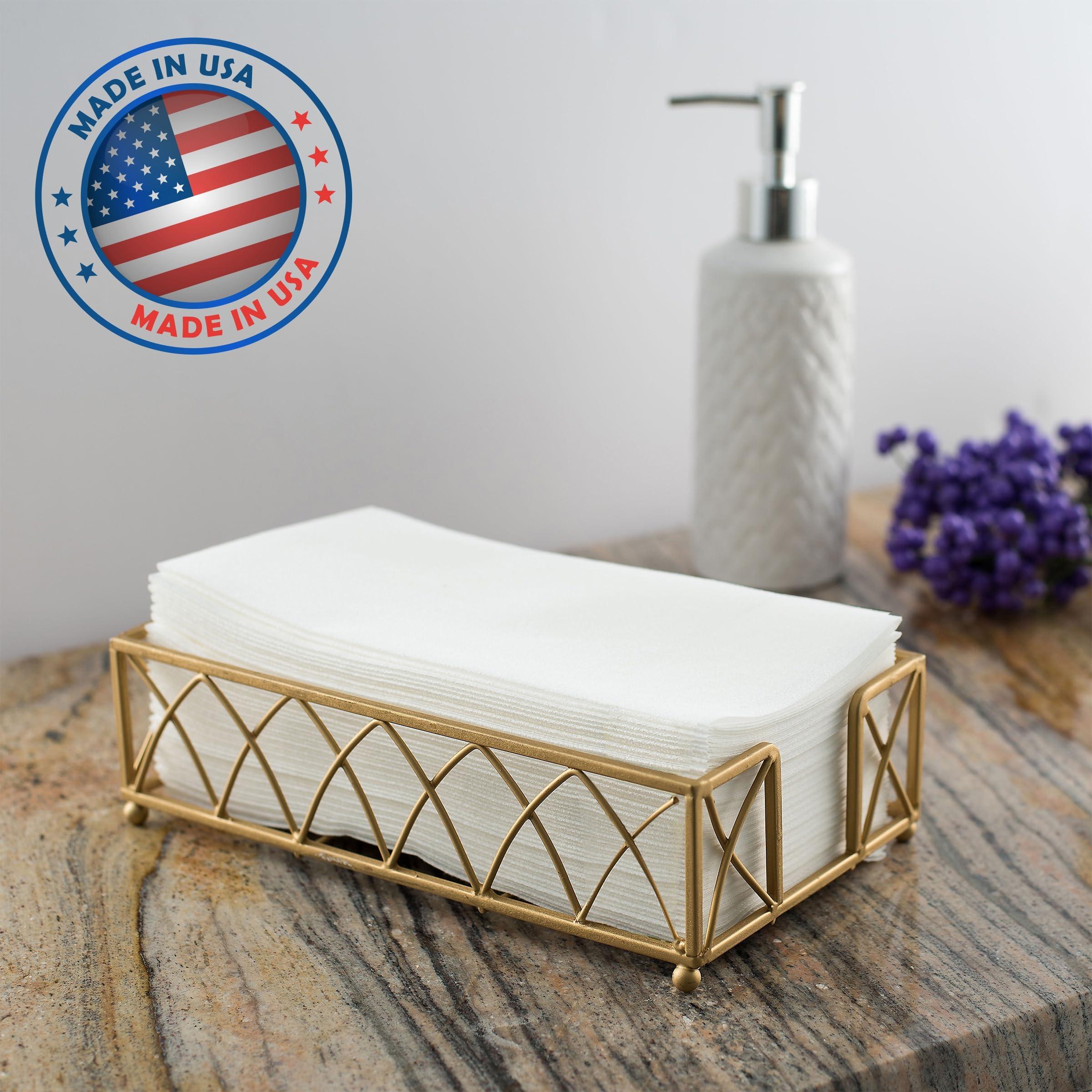 50-Pack BloominGoods Disposable Bathroom Napkins | Single-Use Linen-Feel Guest Towels, Made In USA | Cloth-Like Hand Tissue Paper, White - Image 2