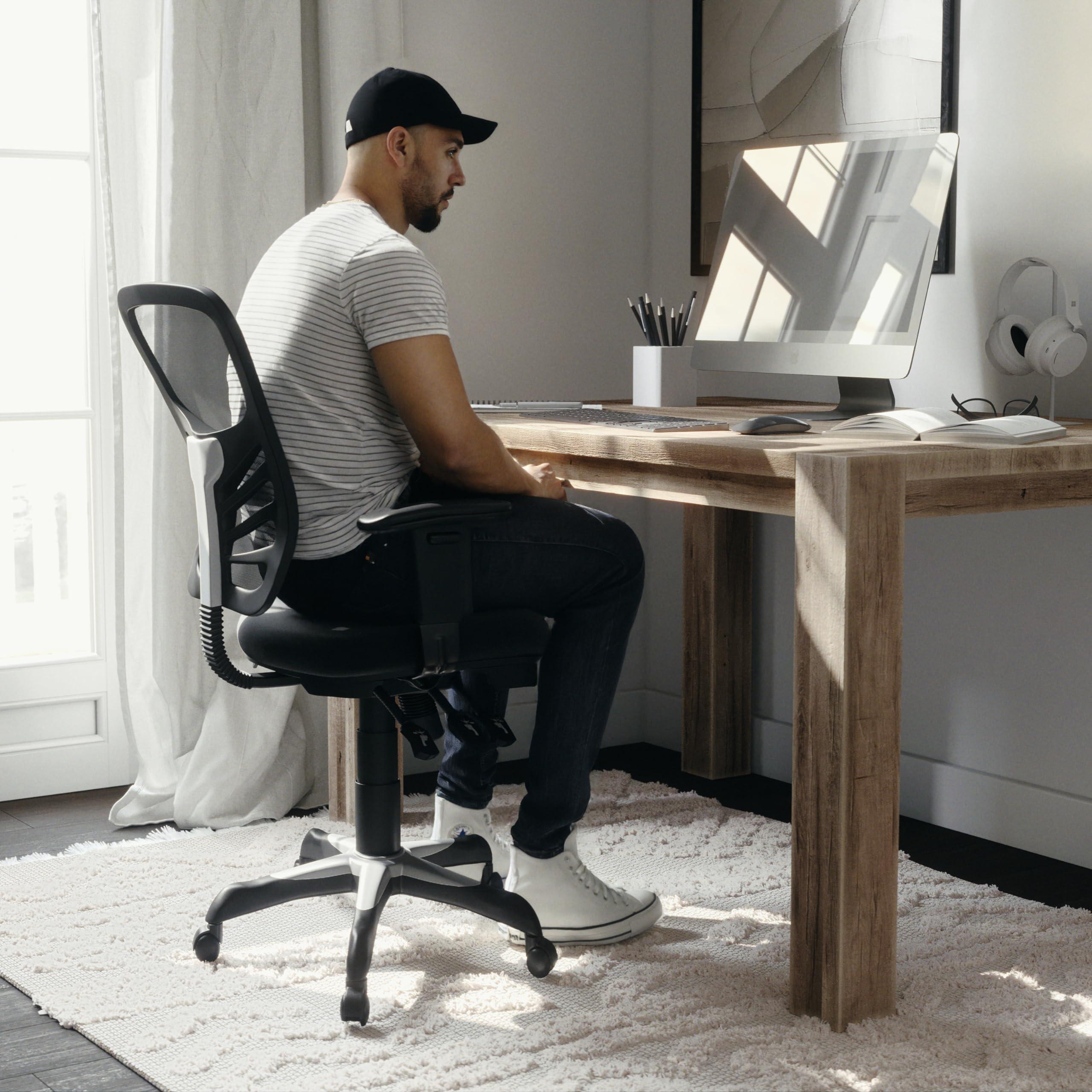 Flash Furniture Nicholas Mid-Back Swivel Desk Chair with Wheels, Mesh Back, Padded Seat, and Armrests, Adjustable Height Mesh Ergonomic Office Chair, Black - Image 8