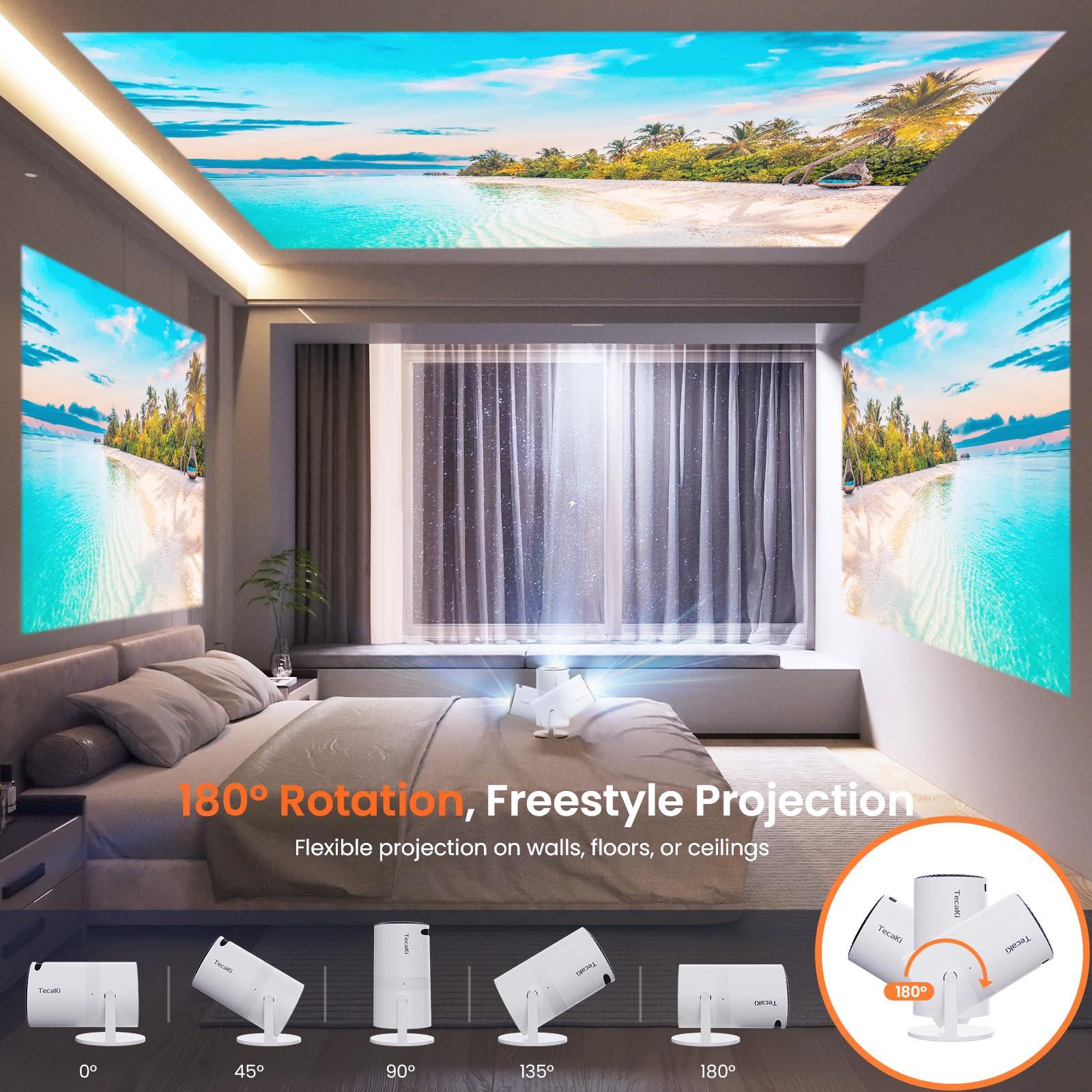 【Two-Way Bluetooth 5.2】Tecaki Mini Portable Projector for Home Theater & Outdoor Movies, 4K & 1080P HD Supported, 180° Rotatable Stand, Auto Keystone Correction, Long Lens Life, Electronic Focus - Image 6