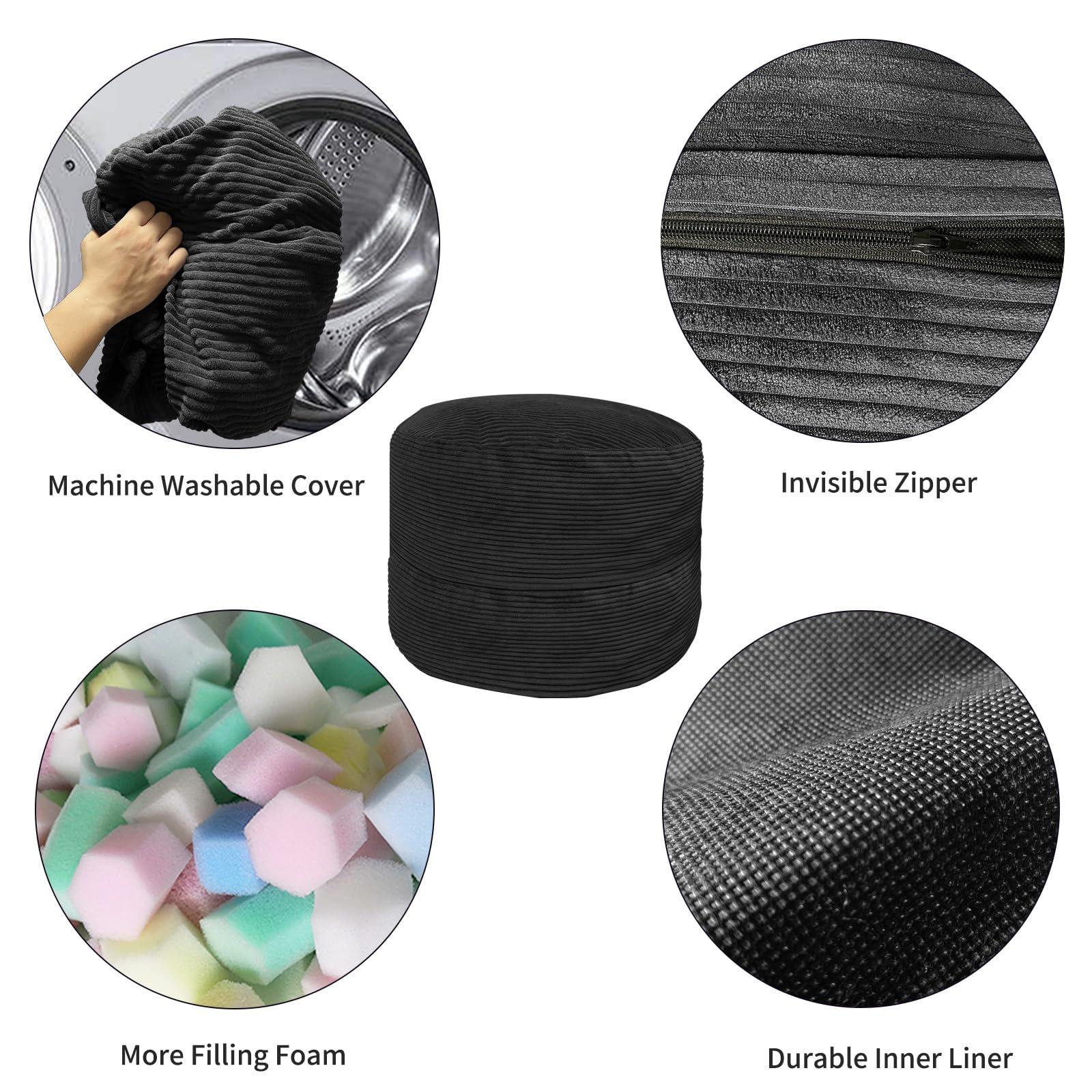 Anuwaa Bean Bag Chairs for Adults, 4FT Bean Bag Chairs with Plush Microfiber Removable Cover, Giant Bean Bag Chairs with Memory Foam Big Sofa Bean Bag Chairs for Reading, Gaming Cozy Chair, Black - Image 4