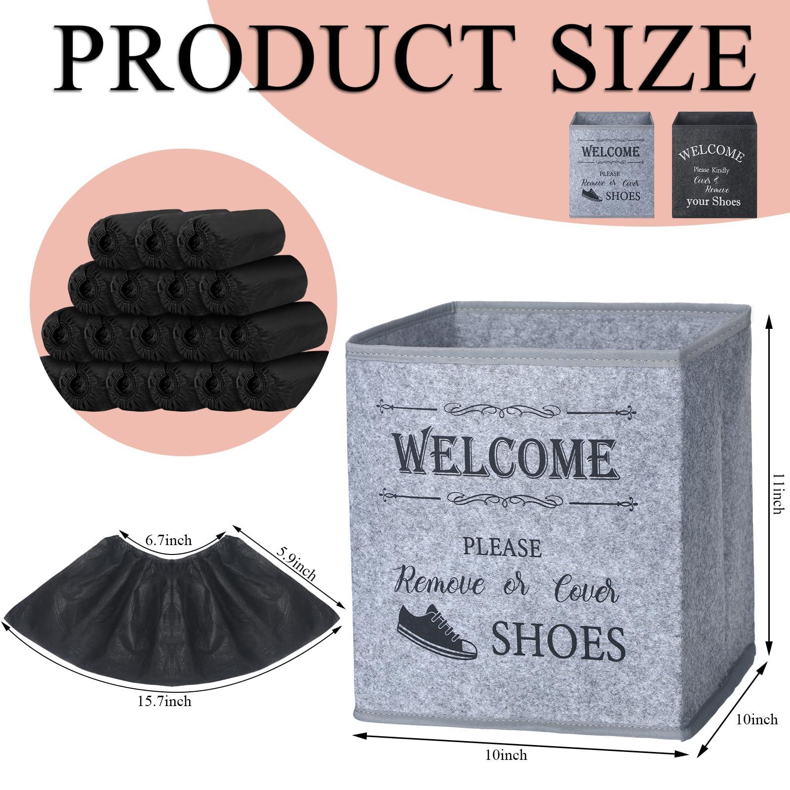 Yiyiring 2 Pcs Shoe Covers Box with 200 Pcs Disposable Non Slip Shoe Covers Booties Foot Dispenser Holder Foldable Storage Box for Indoors Open House Supplies, 10 x 10 x 11 Inch(Black) - Image 3