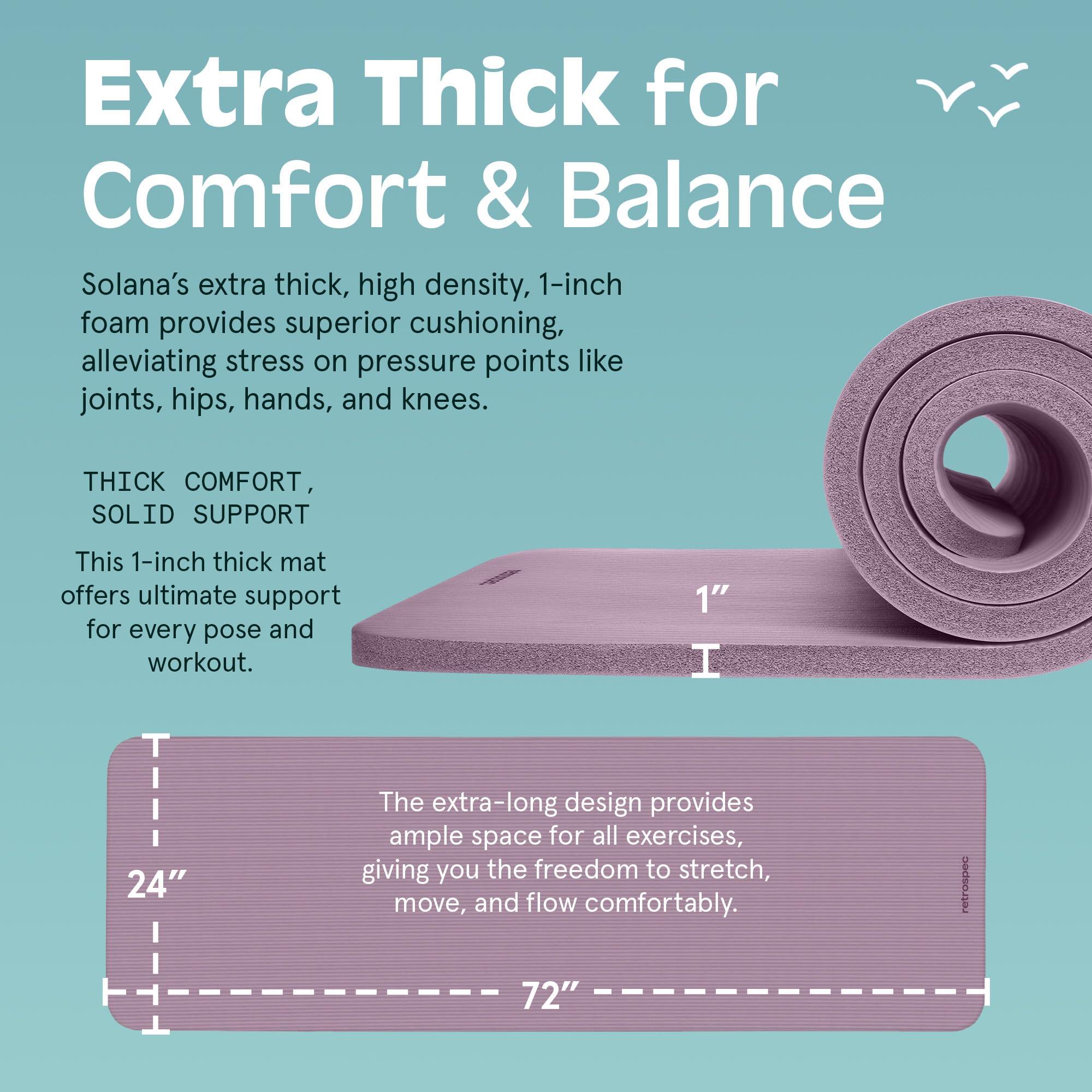 Retrospec Solana Yoga Mat 1" Thick With Nylon Carry Strap for Men & Women - Non Slip Exercise Mat for Home Yoga, Pilates, Stretching, Floor & Fitness Workouts - Image 3