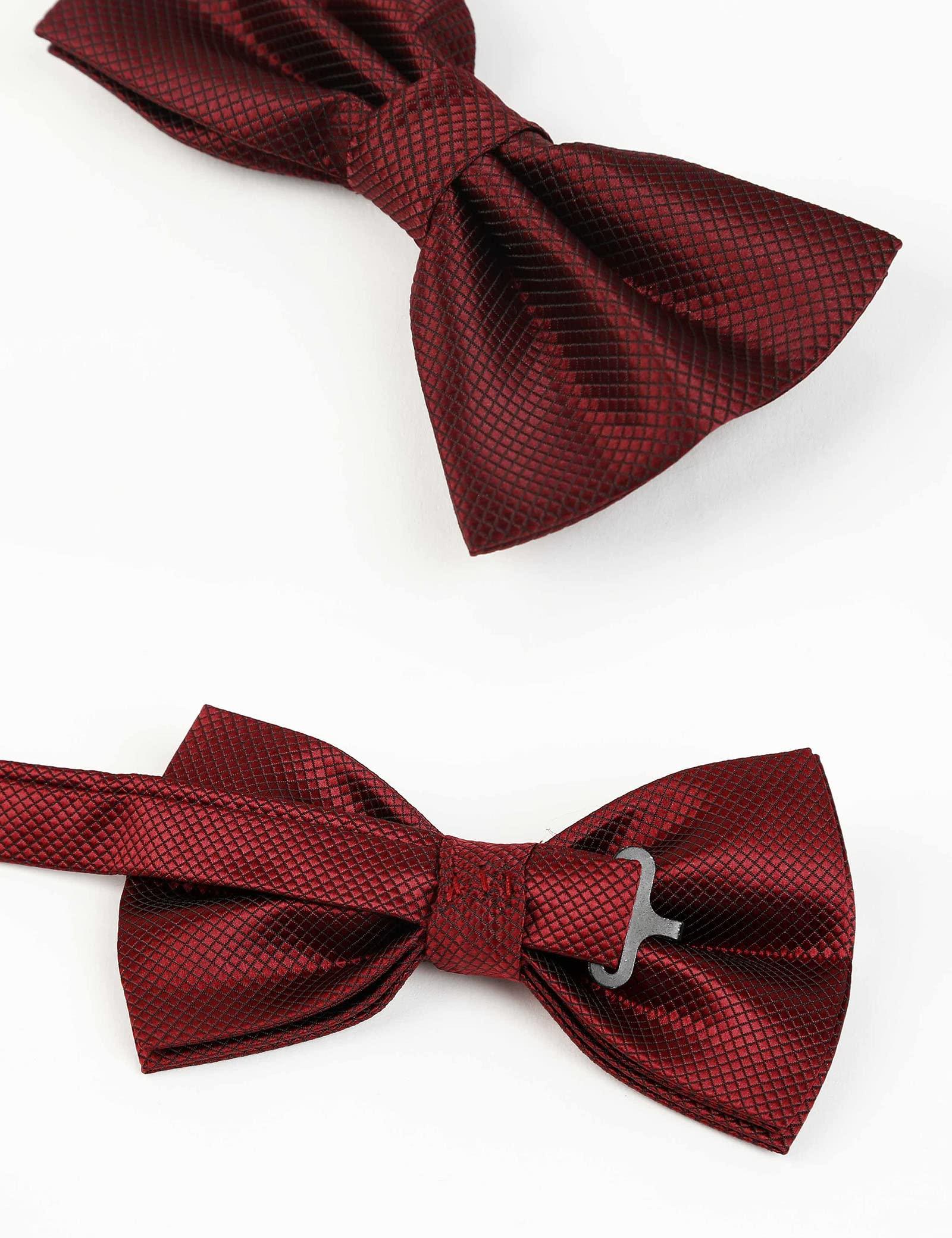 Alizeal Mens Solid Mini Squares Formal Banded Bow Ties - Image 3