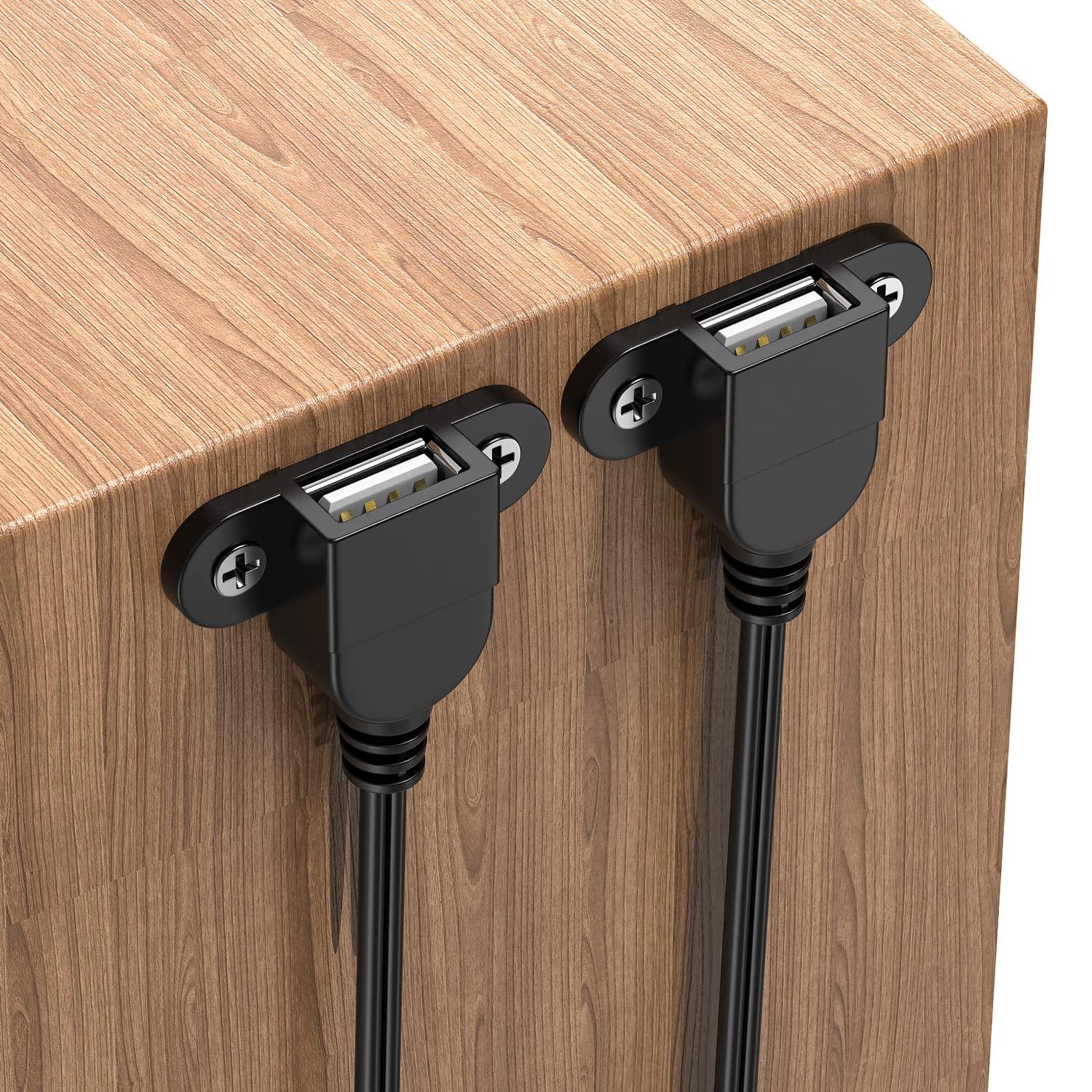 JUXINICE USB Charging Extension Panel Mount Cable,USB 2.0 Charging Port 1 to 2 Panel Mount with Screw Hole, Used for Furniture/Mobile Phones/Portable Power and More(5FT/1.5m) with 4PCS Screw - Image 4