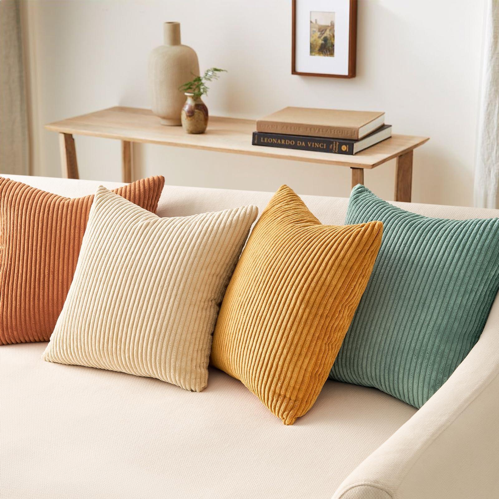 Topfinel Decorative Throw Pillow Covers Cushion Cases, Set of 4 Soft Velvet Modern Double-Sided Designs, Mix and Match for Boho Farmhouse Fall Home Decor (18x18 inch, Orange/Teal) - Image 2