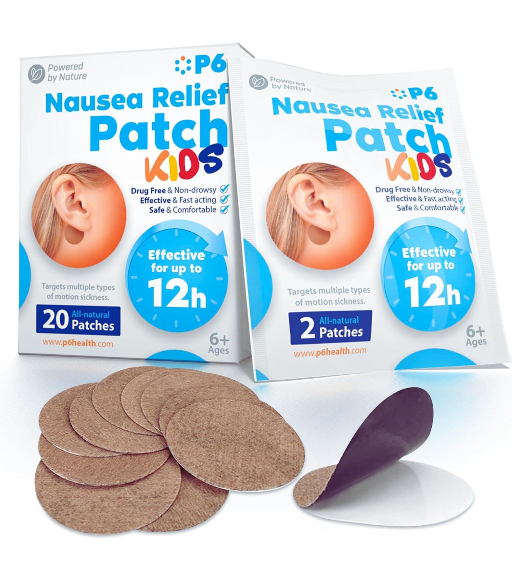 P6 Motion Sickness Patches for Kids - All Natural Sea Sickness Patches for Cruise and Car - Non Drowsy Motion Patch for Children - Safe Motion Sickness Patch for Travel