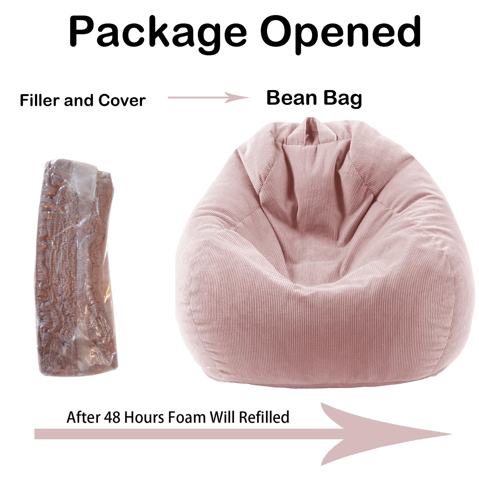 LPMOERA Bean Bag Chairs for Kids/Teens with Memory Foam Filling BeanBag with Handle Ultra Soft BeanBag Chair for Living Room Bedroom College Dorm Reading Chair Pink - Image 3