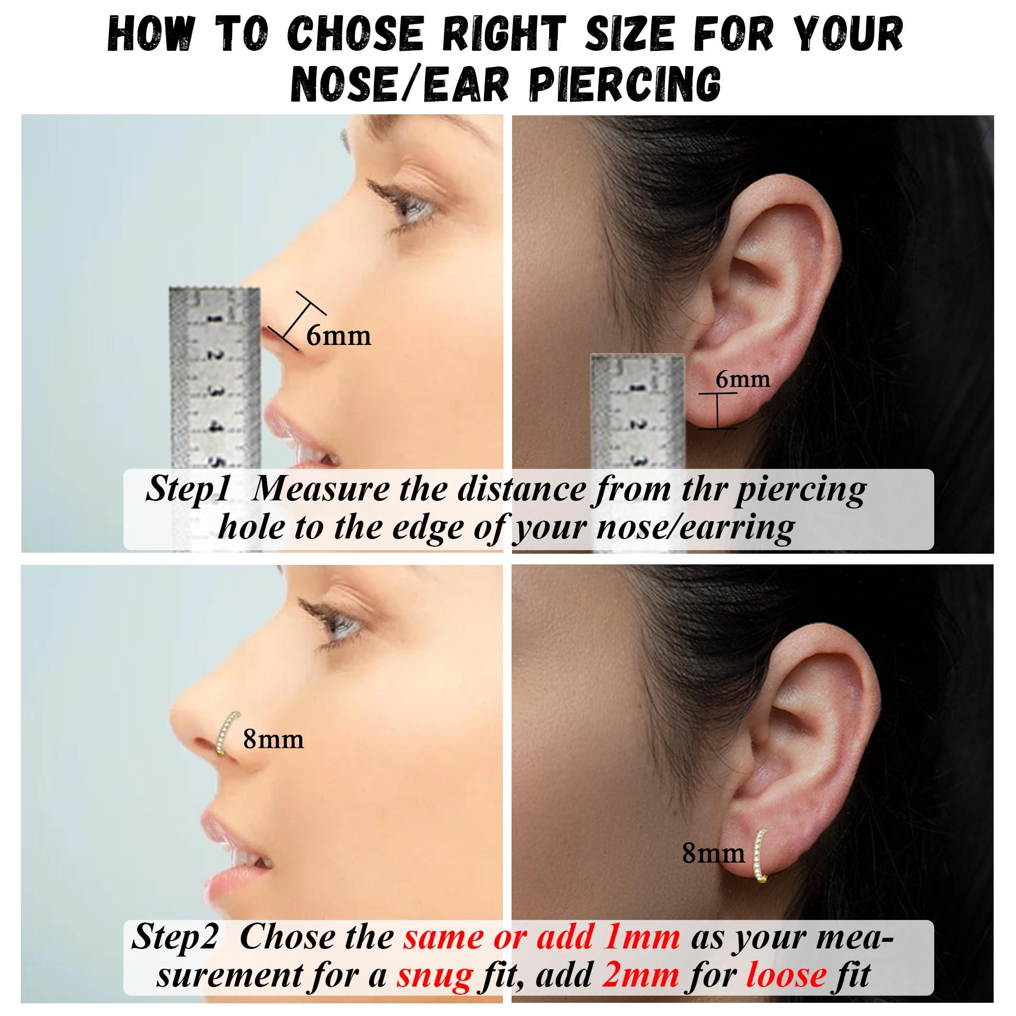 SmileBelle 14K Gold Hinged Nose Rings Hoop for Women 20G, 316L Surgical Steel Clicker Septum Ring, Hoop Huggie Earring for Upper Lobe Cartilage Helix Piercing Jewelry (8mm, 6mm,10mm) - Image 4