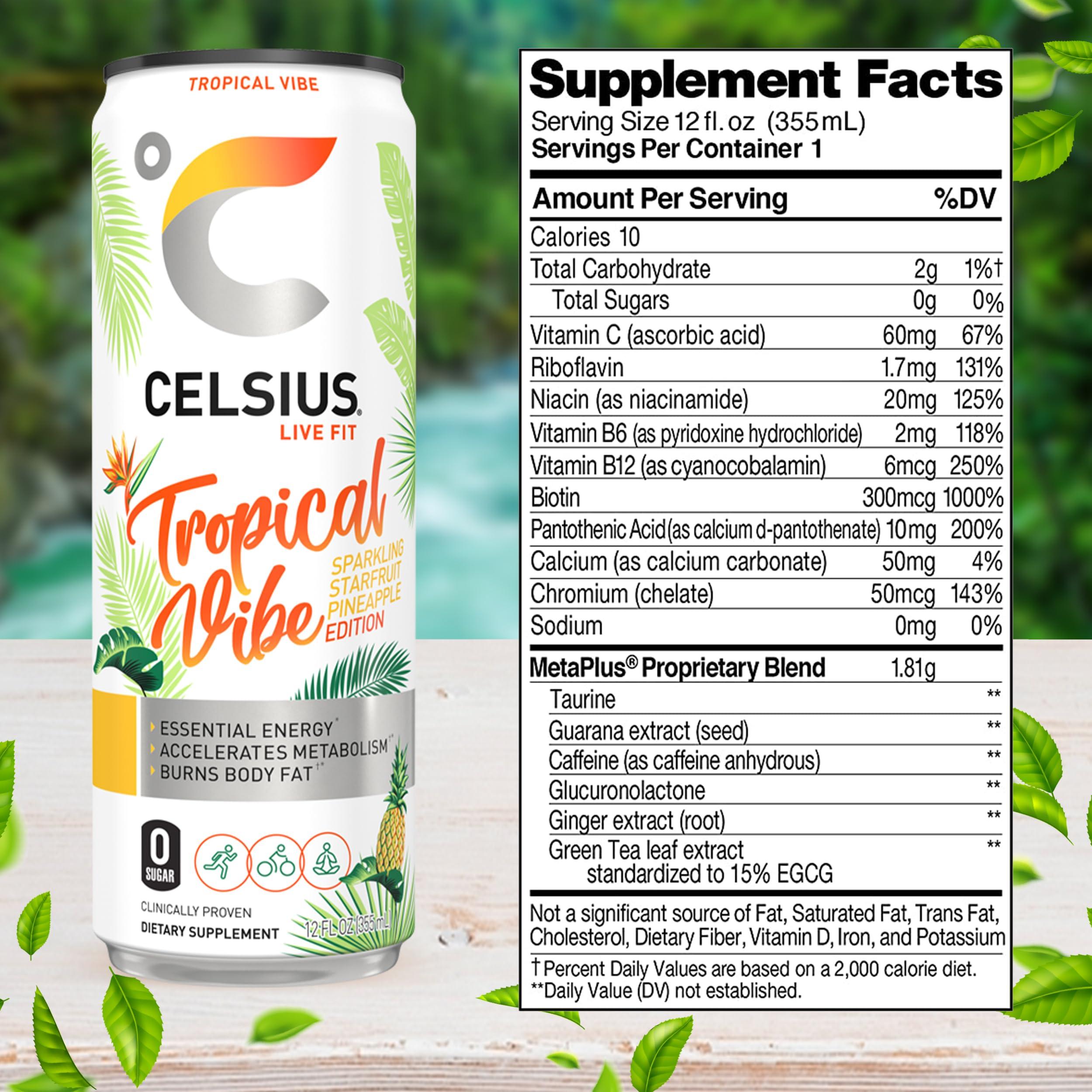 Celsius Sparkling Essential Energy Drink No Sugar or Preservatives 12 fl oz, Slim Cans Assorted Variety 12 Pack, in The Award Box Packaging Combo Box - Image 5