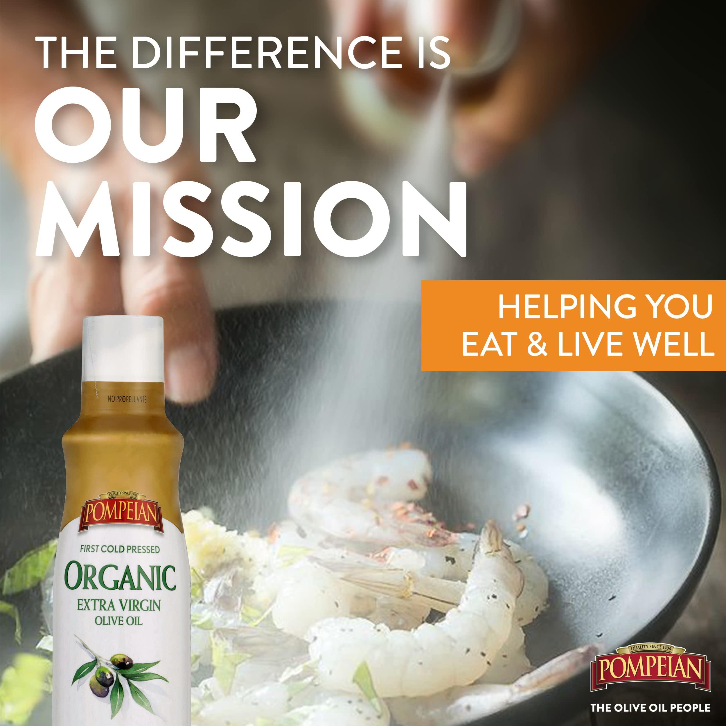 Pompeian USDA Certified Organic Extra Virgin Olive Oil Non-Stick Cooking Spray, Full-Bodied Flavor, Perfect for Salads and Pasta Drizzling, Naturally Gluten-Free, Non-Allergenic, Non-GMO, No Propellants, 5 FL. OZ., Single Bottle - Image 5