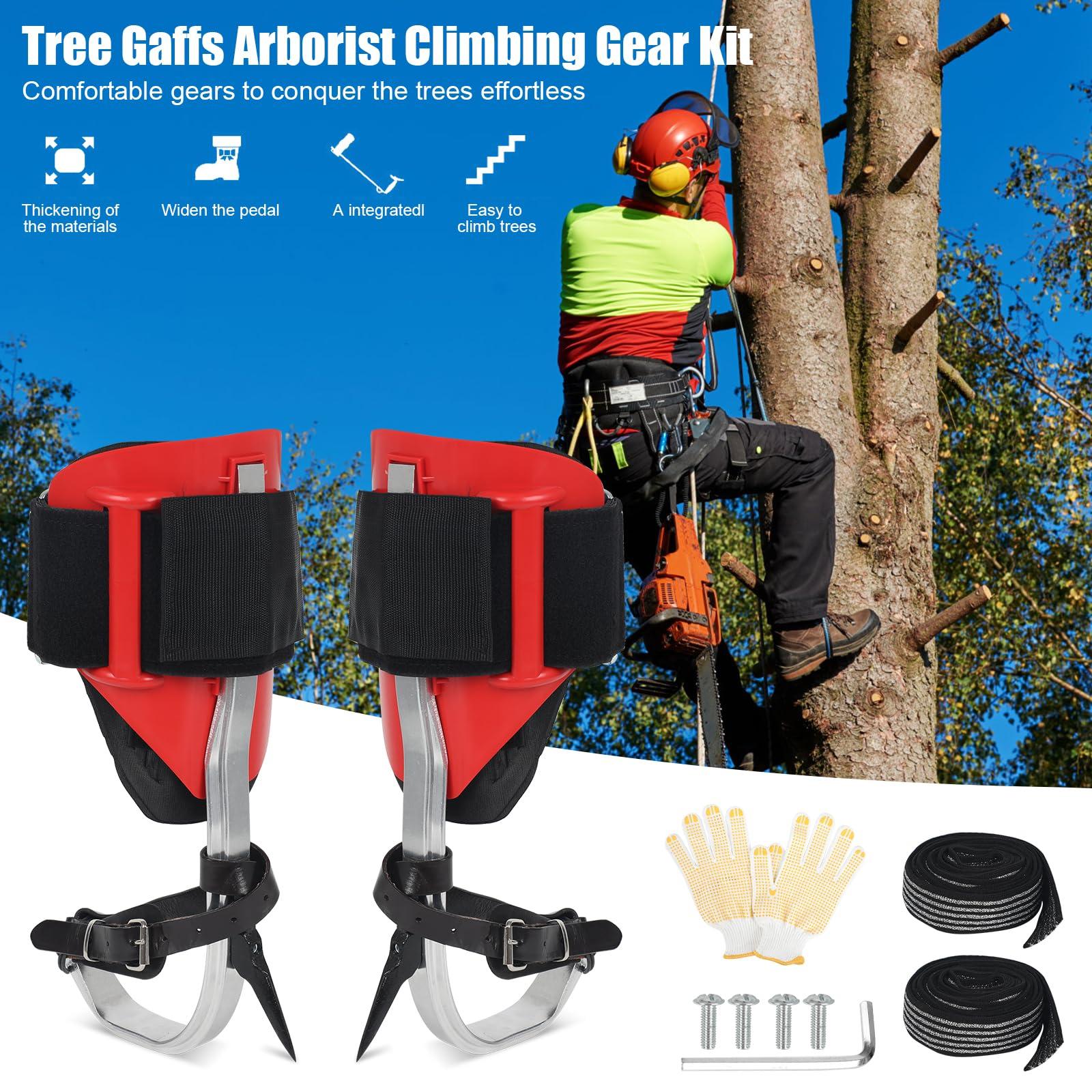 Tree Climbing Spikes Set for Tree Work, Adjustable Tree Climbing Gear with Safety Seat for Tree Climbing and 10FT Steel Wire Core Flip Line Kit for Outdoor Jungle Survival Fruit Picking - Image 3