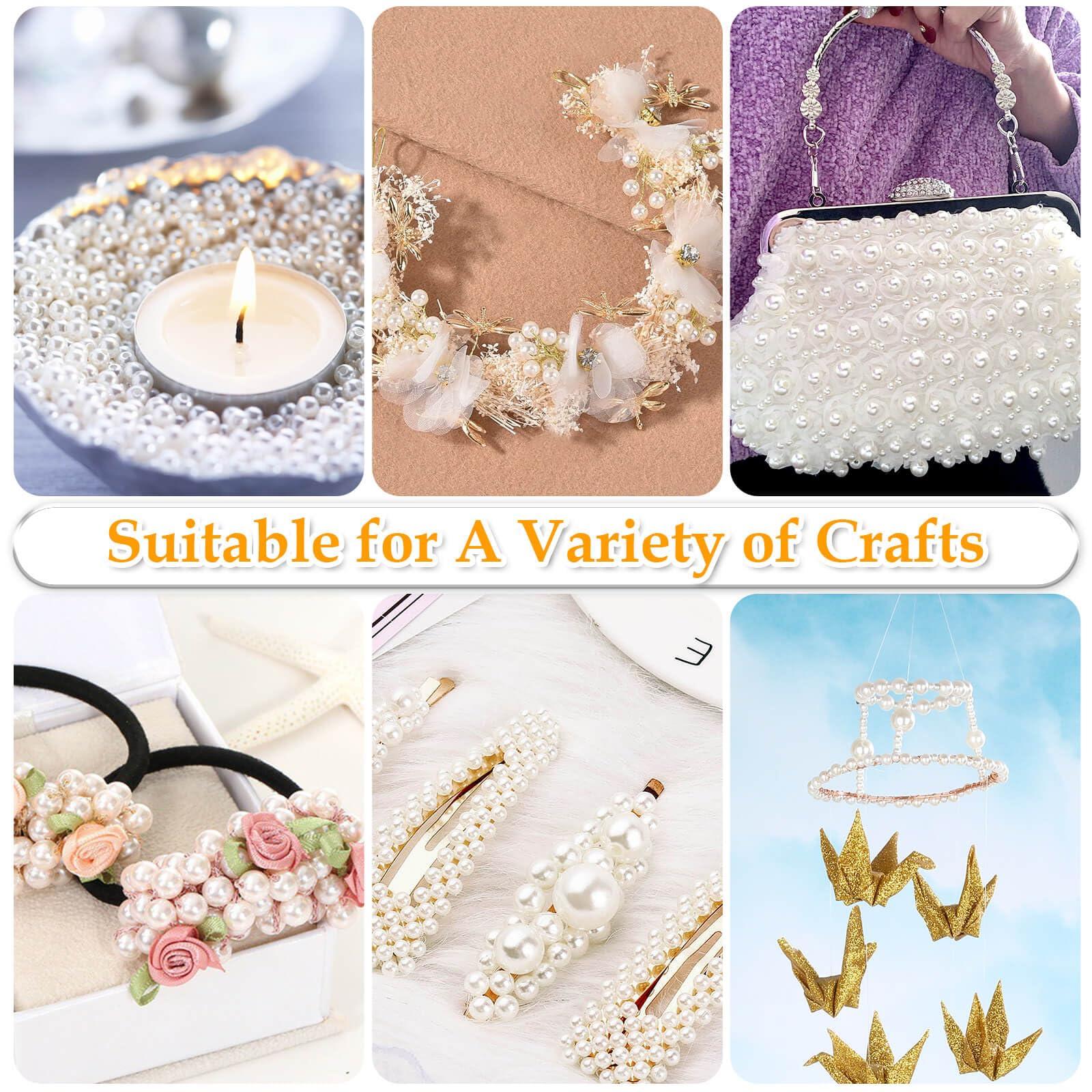 Anezus 2205Pcs Pearls for Craft, Assorted Sizes Fake Pearl Beads, Sew on Pearls, Bulk Loose Pearl Beads with holes for Jewelry Making, Bracelets, Necklaces, Hairs, Decoration, Vase Filler - Image 7
