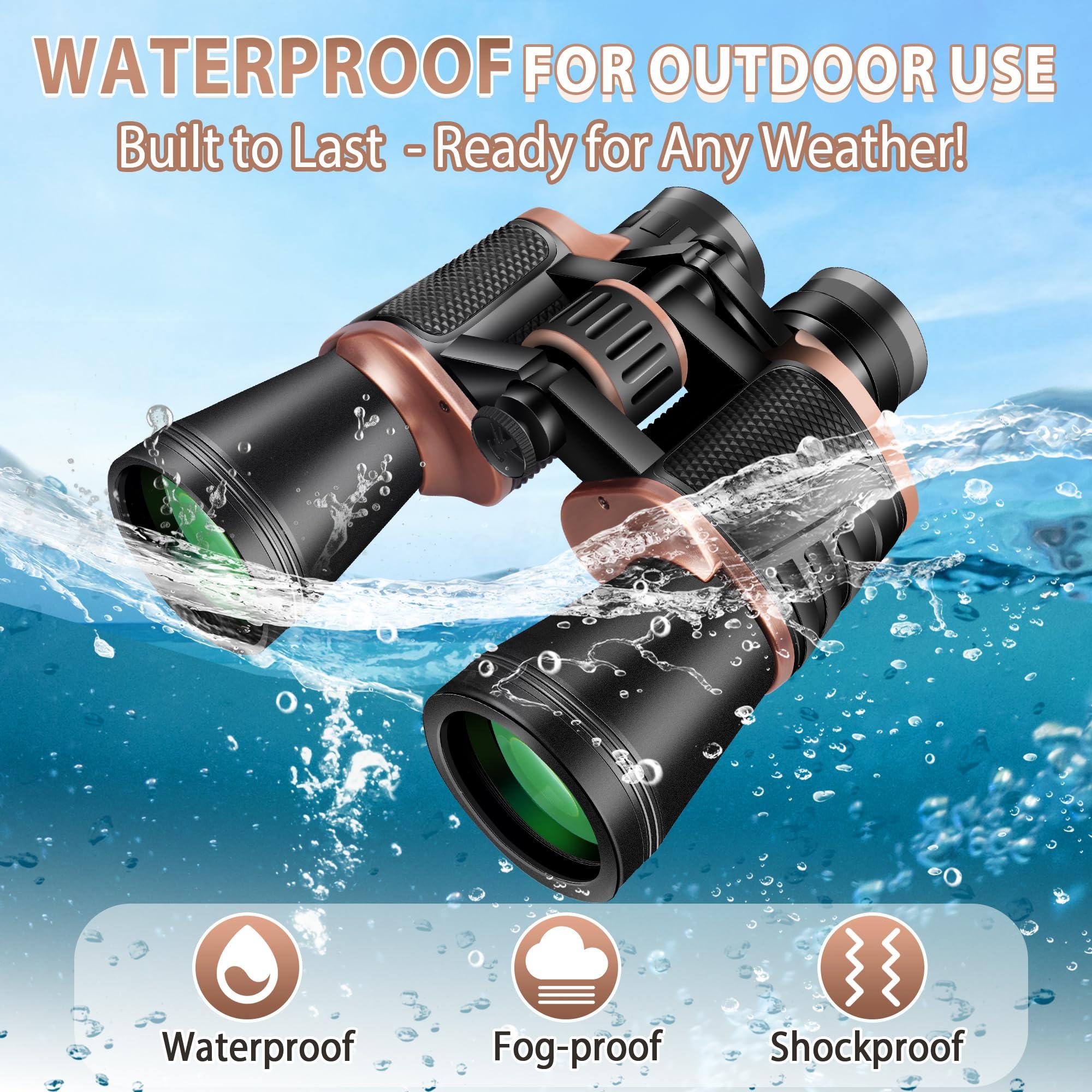 Gaterda 22x50 Binoculars for Adults High Powered, BAK-4 Prism HD FMC, Professional Waterproof Binoculars for Bird Watching, Hunting, Travel with Carrying Bag - Image 6