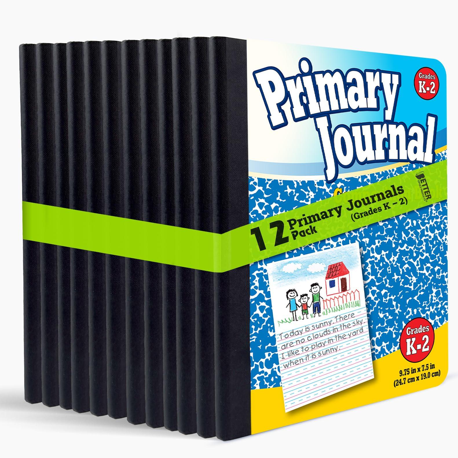 Better Office Products Primary Journal, Hardcover, Primary Composition Book Notebook - Grades K-2, 100 Sheet, One Subject, 9.75" x 7.5", Blue Cover-12 Pack
