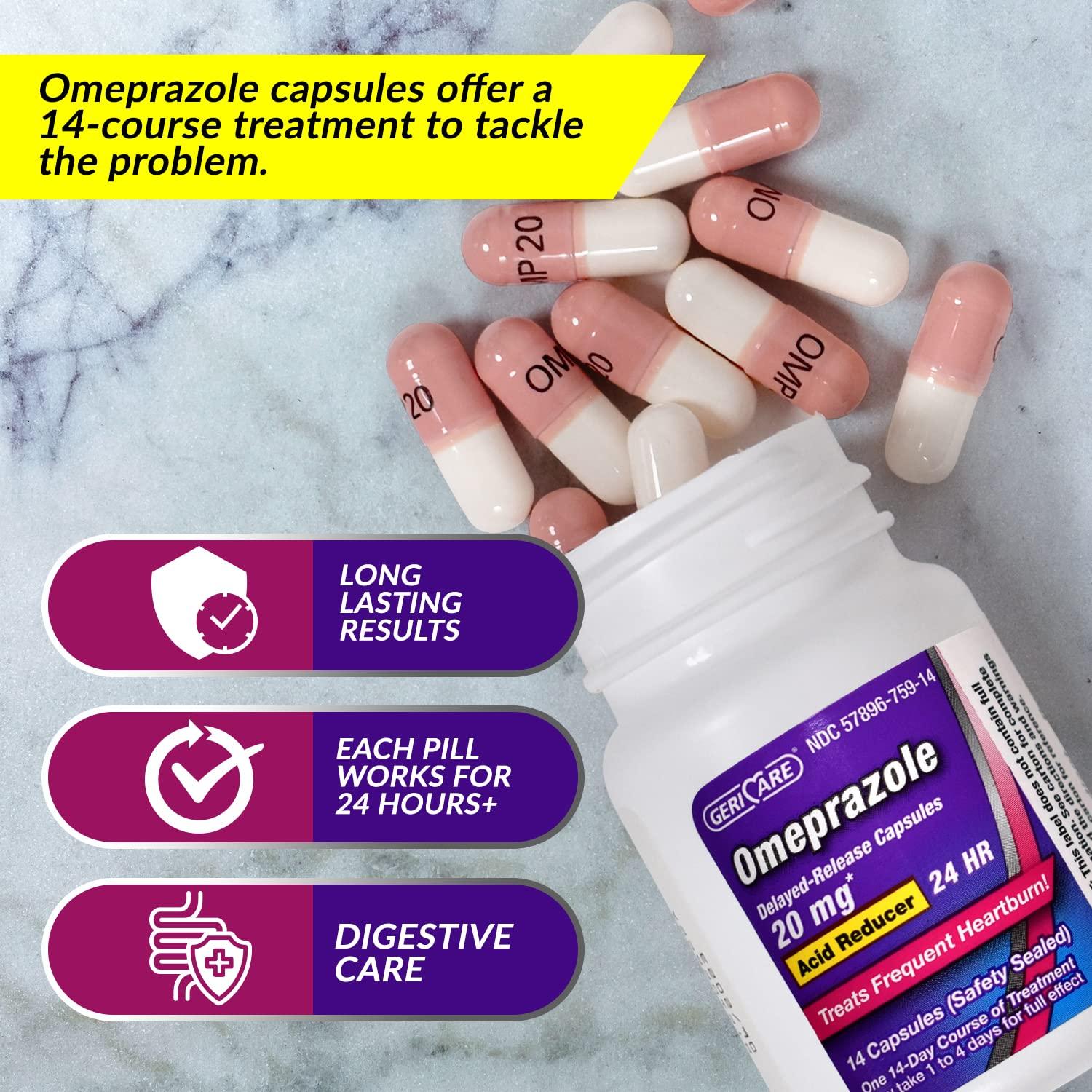 GeriCare Omeprazole Delayed Release Capsules 20.6mg - Acid Reducer Pills for 24 Hour Heartburn Relief - Acid Reflux Medicine to Treat Frequent Heartburn (42 Count) - Image 4