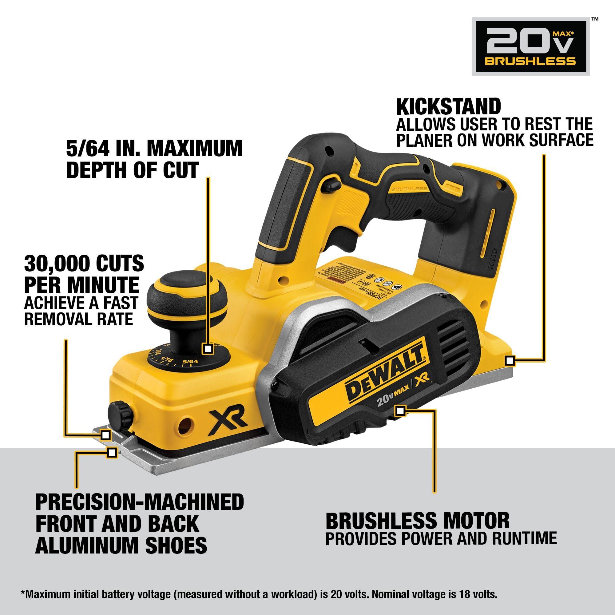 DEWALT 20V MAX Planer, 30,000 Cuts Per Minute, 2 mm Cut Depth, Brushless Motor, Bare Tool Only (DCP580B) - Image 3